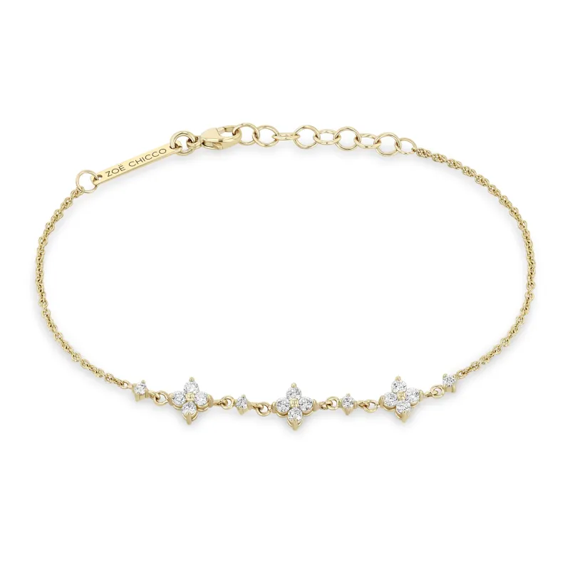 14k 3 Diamond Quad & Linked Prong Diamond Segment Bracelet sold by Zoe Chicco