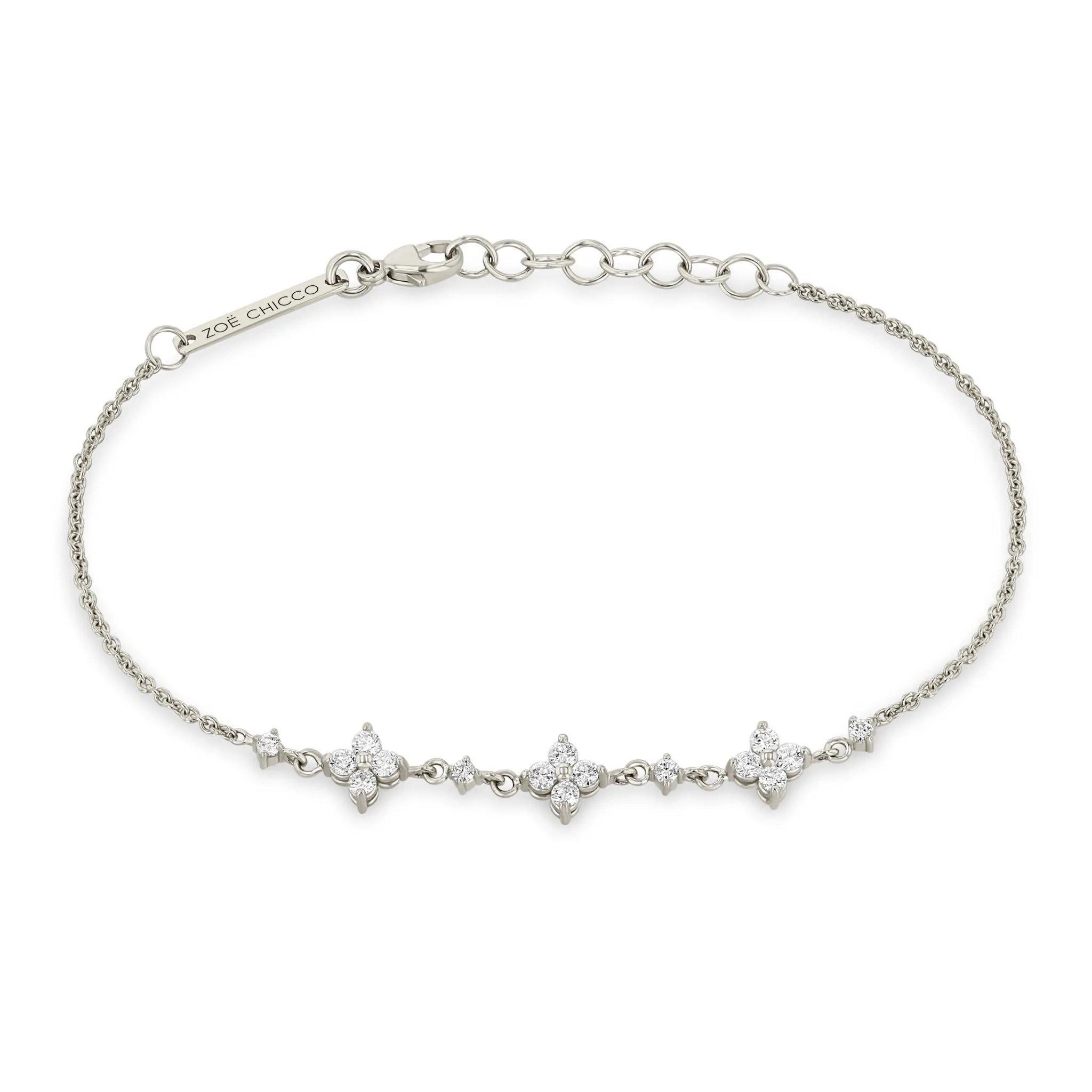 14k 3 Diamond Quad & Linked Prong Diamond Segment Bracelet sold by Zoe Chicco product image thumbnail 3