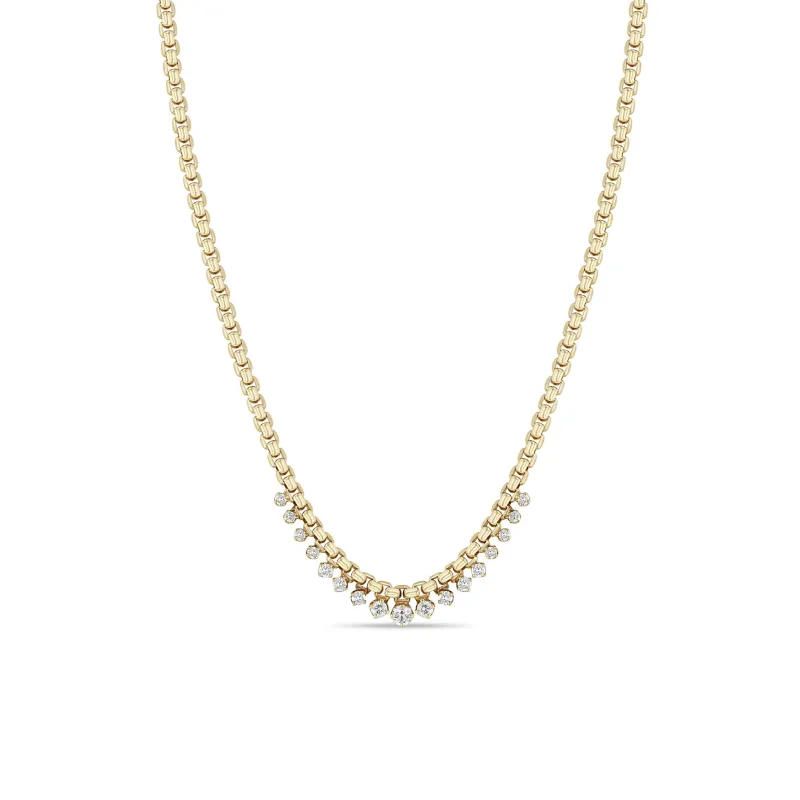 14k Graduated Prong Diamond Medium Box Chain Necklace sold by Zoe Chicco