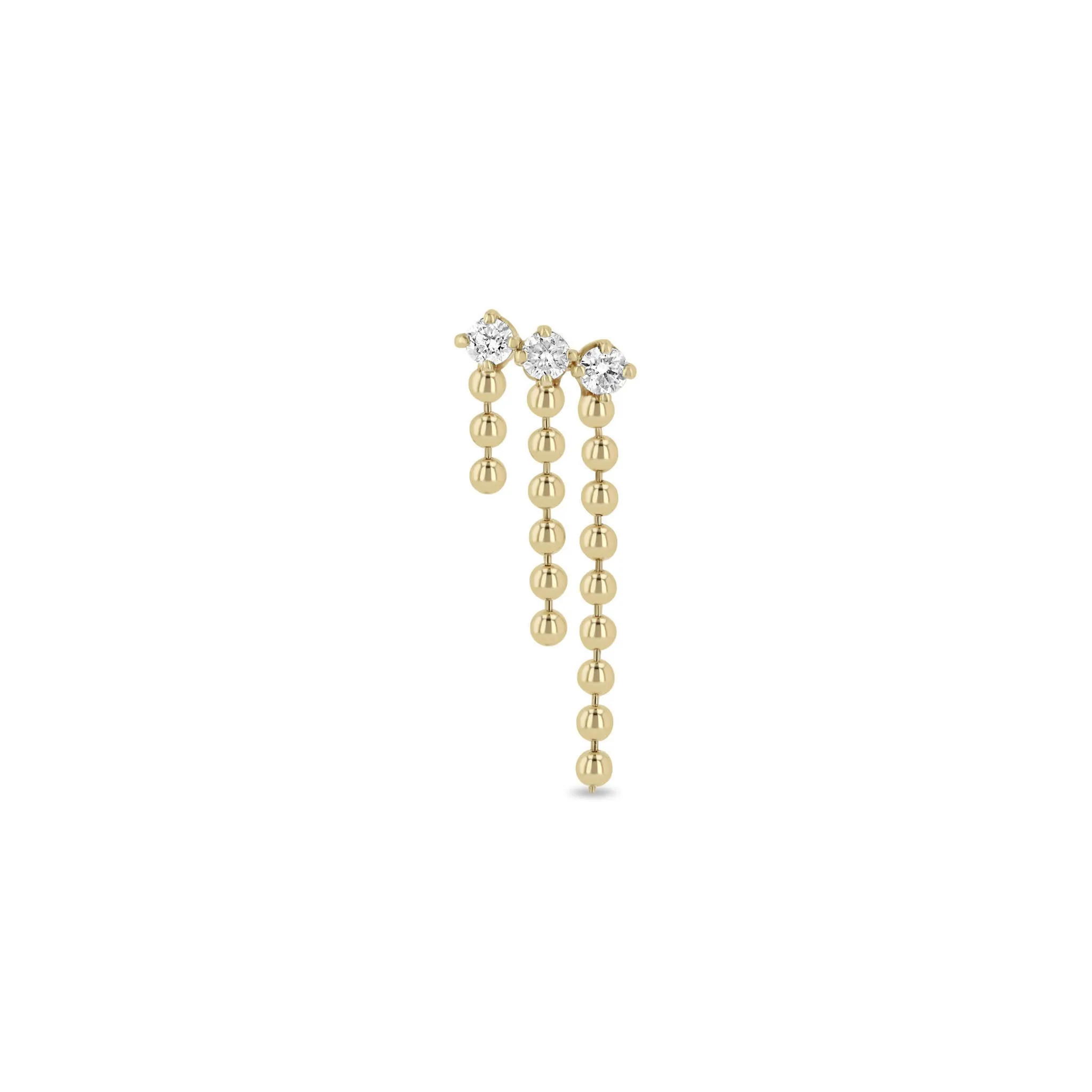 14k Prong Diamond & Bead Chain Waterfall Earrings sold by Zoe Chicco product image thumbnail 4