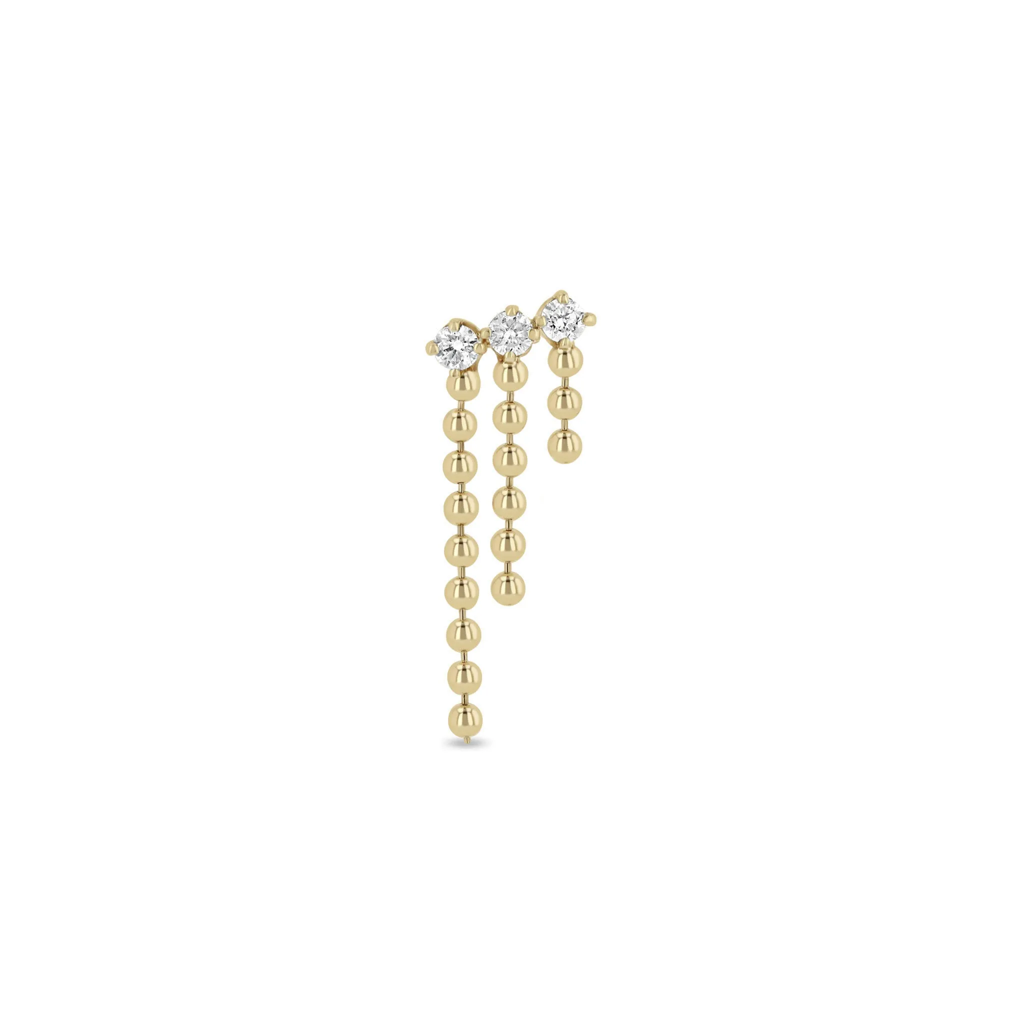 14k Prong Diamond & Bead Chain Waterfall Earrings sold by Zoe Chicco product image thumbnail 3