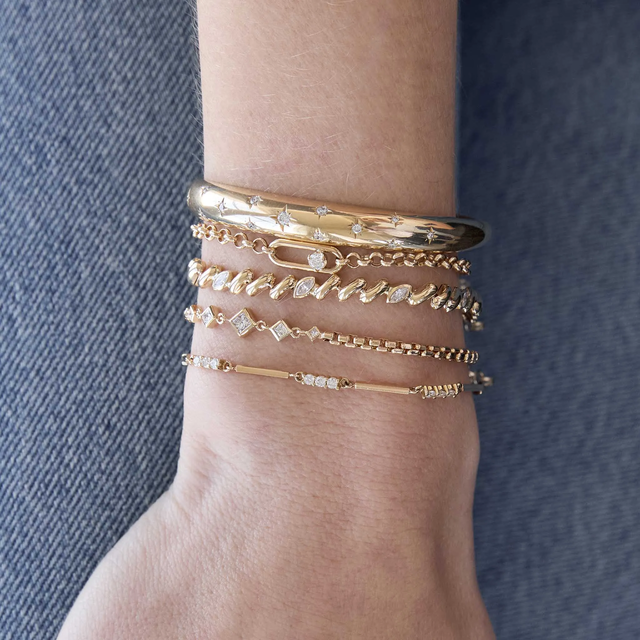 14k Single Nested Diamond Large Paperclip Link Medium Rolo Bracelet sold by Zoe Chicco product image thumbnail 2