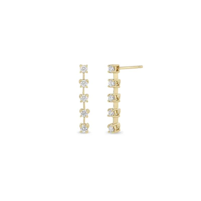14k Prong Diamond Dash Tennis Drop Earrings sold by Zoe Chicco