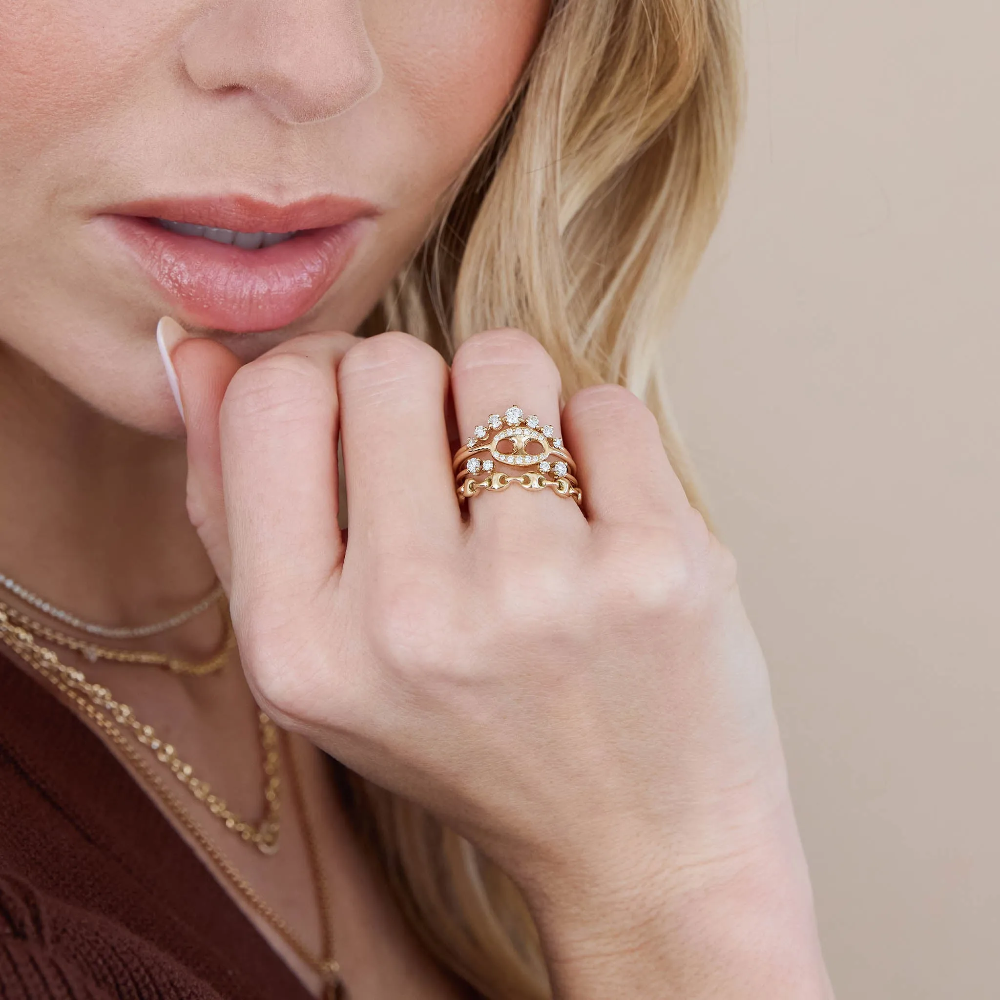 14k Gold Small Puffed Mariner Link Eternity Ring sold by Zoe Chicco product image thumbnail 2