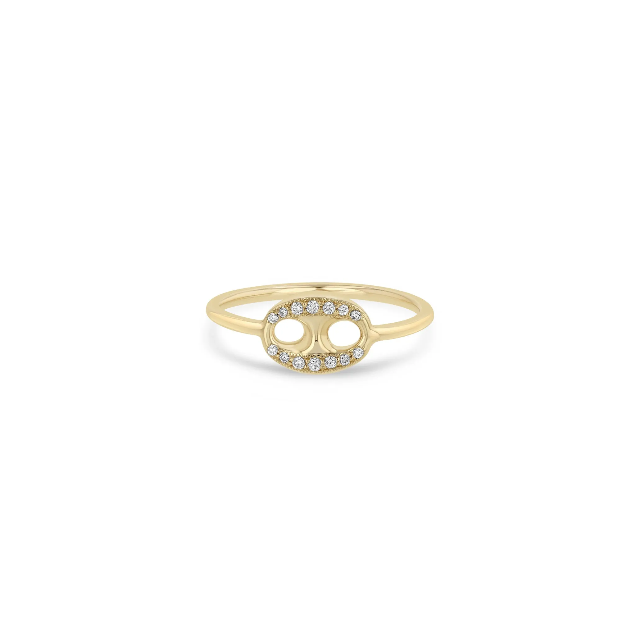 14k Single Pavé Diamond Large Mariner Link Ring sold by Zoe Chicco