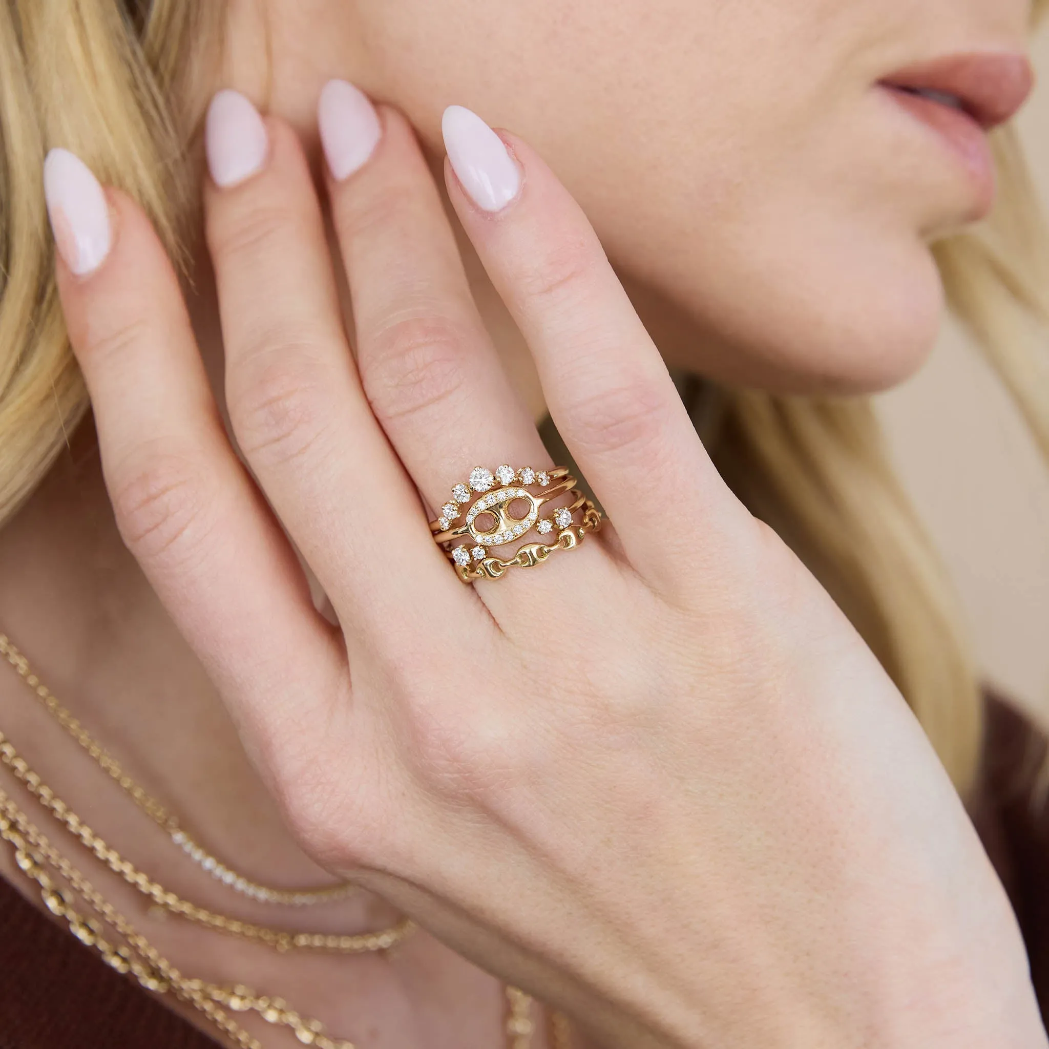 14k Single Pavé Diamond Large Mariner Link Ring sold by Zoe Chicco product image thumbnail 2