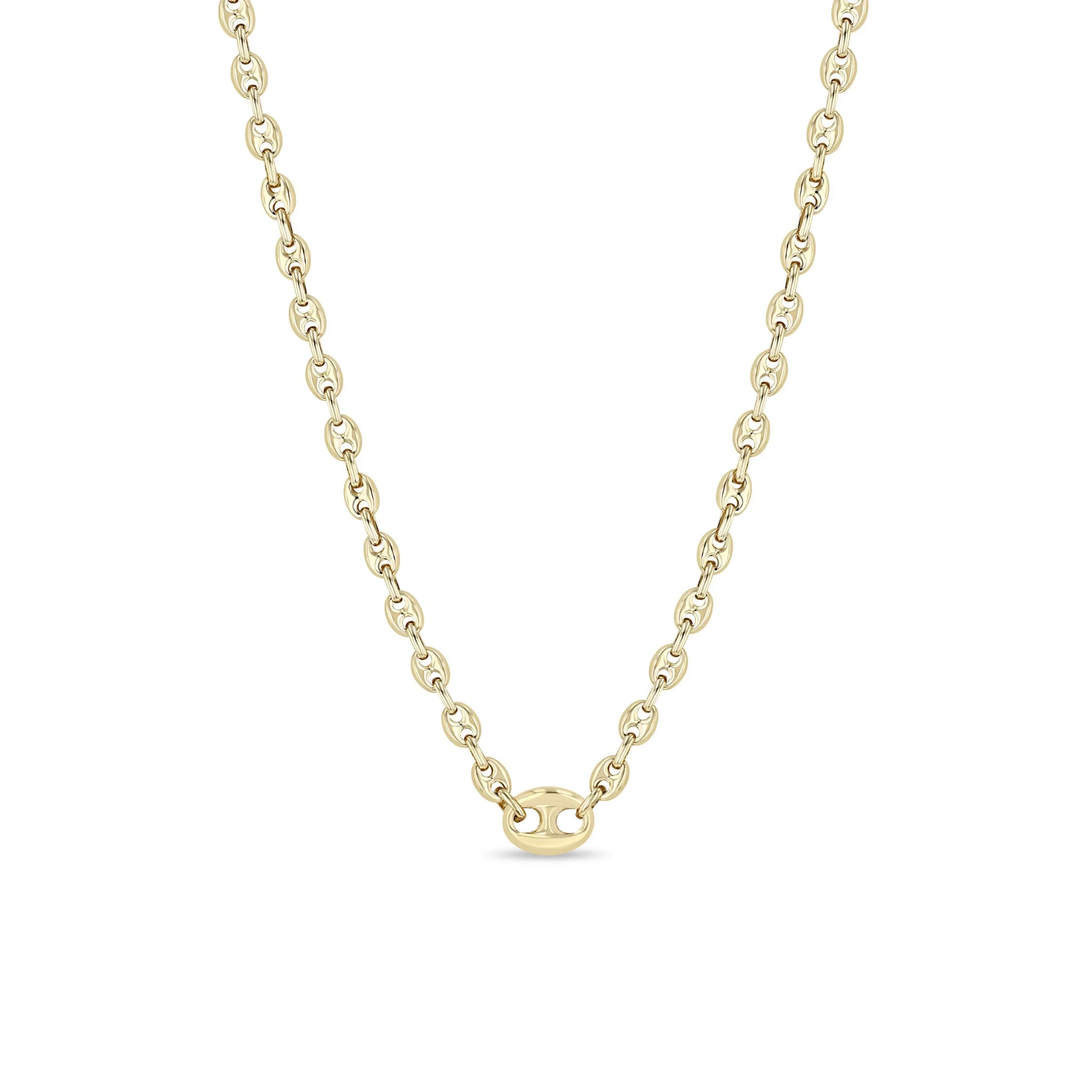 14k Single Pavé Diamond Large Mariner Link Small Mariner Chain Necklace sold by Zoe Chicco product image thumbnail 3