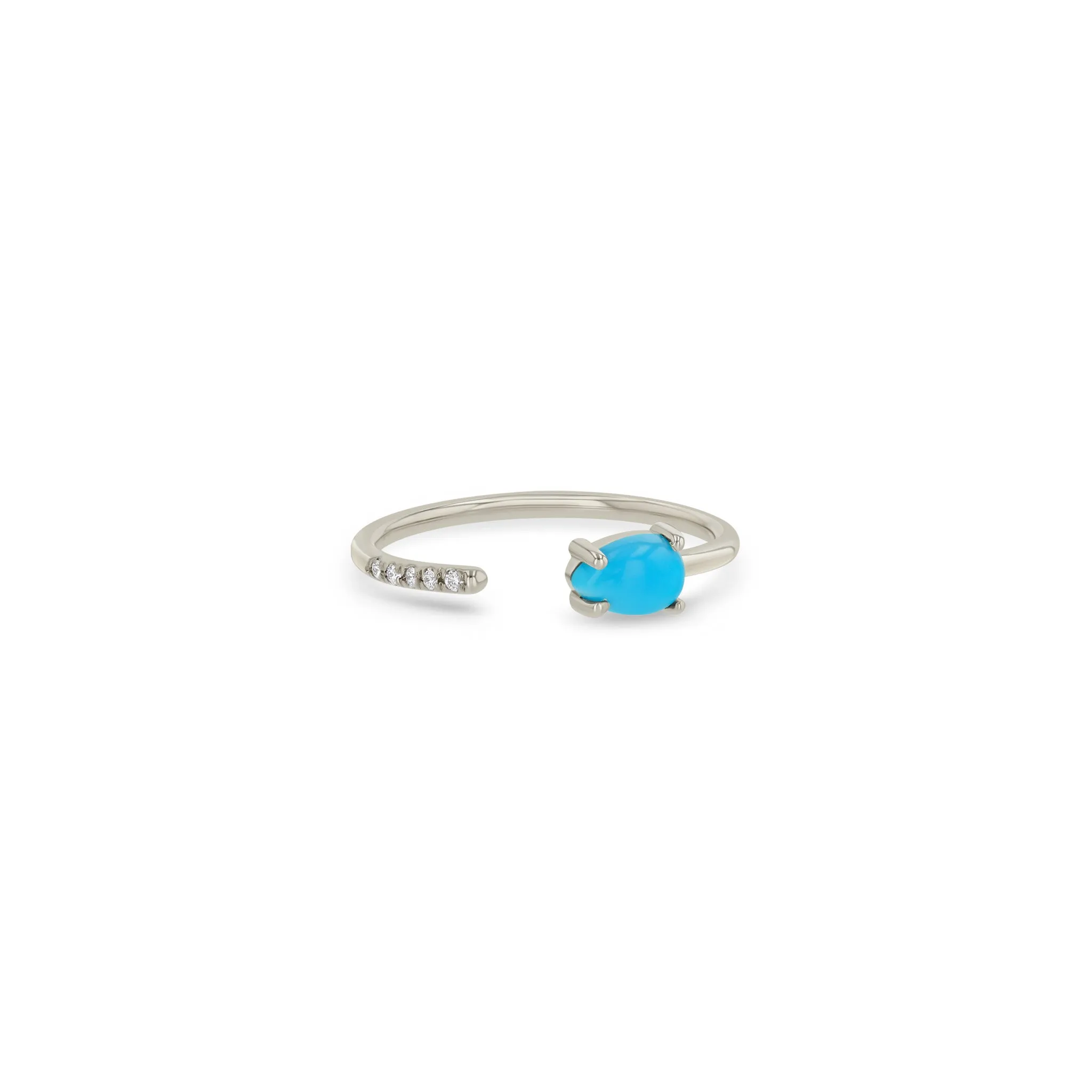 14k Pear Turquoise & Pavé Diamond Open Ring sold by Zoe Chicco product image thumbnail 3
