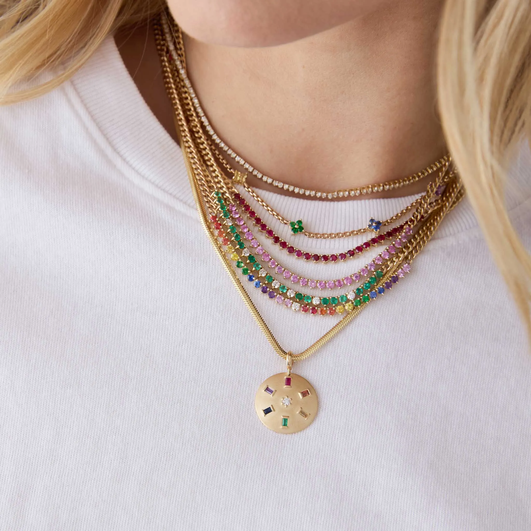 14k Ruby Tennis Segment Small Curb Chain Necklace sold by Zoe Chicco product image thumbnail 2