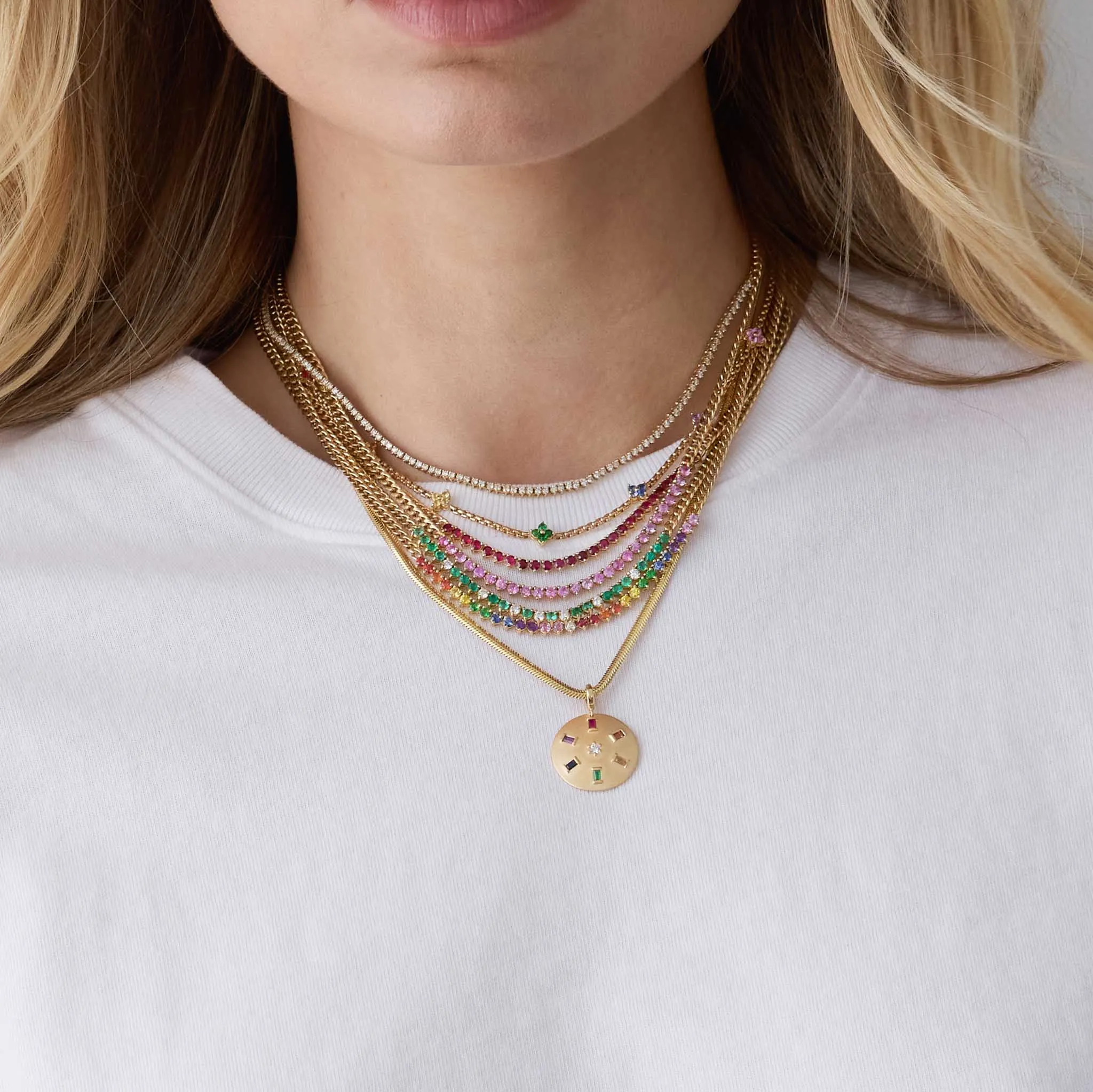 14k Ruby Tennis Segment Small Curb Chain Necklace sold by Zoe Chicco product image thumbnail 3