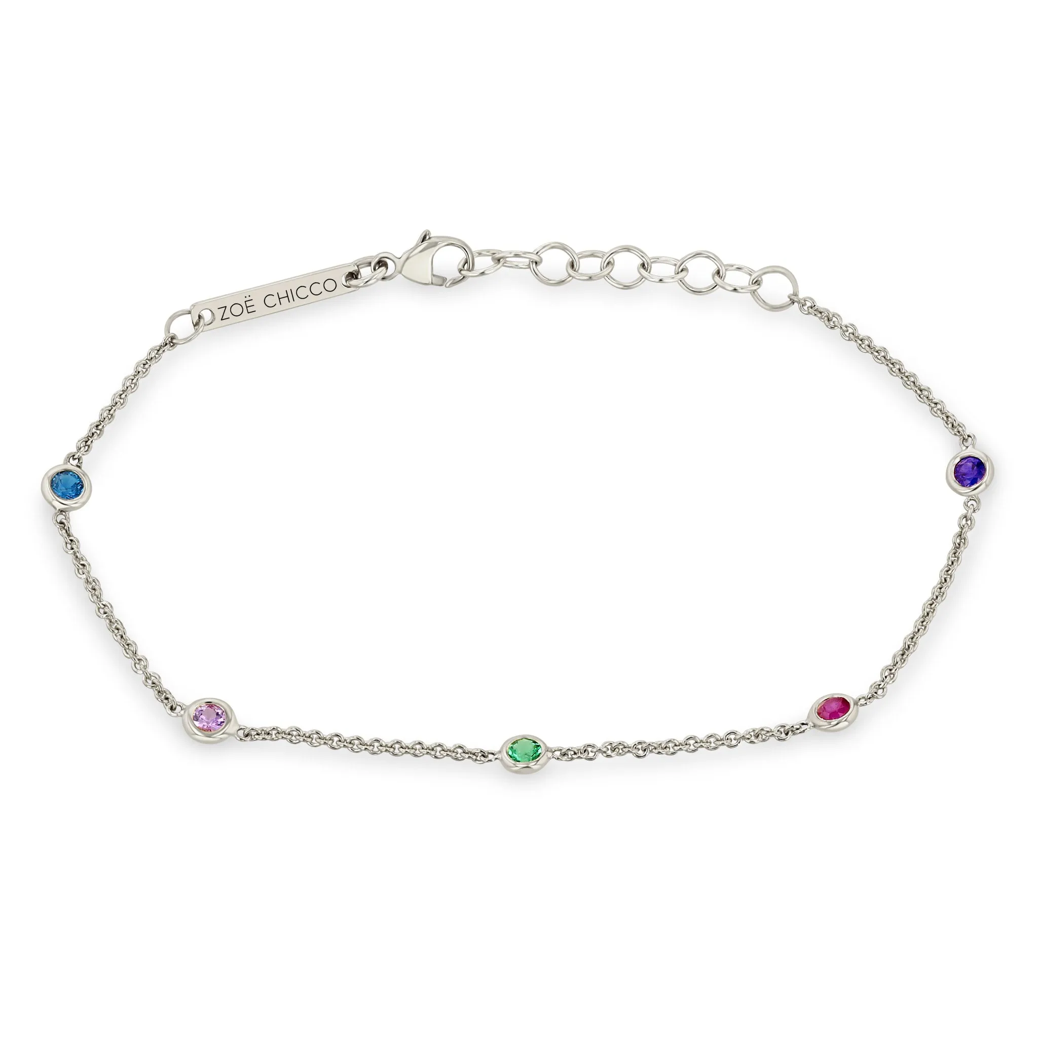 14k 5 Rainbow Floating Gemstone Station Bracelet sold by Zoe Chicco product image thumbnail 4
