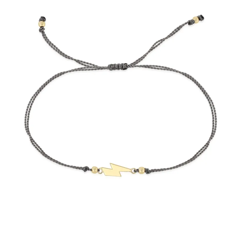 14k Midi Bitty Lightning Bolt Cord Bracelet sold by Zoe Chicco