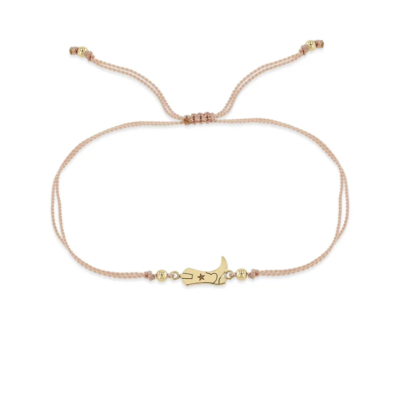 14k Midi Bitty Cowboy Boot Cord Bracelet sold by Zoe Chicco