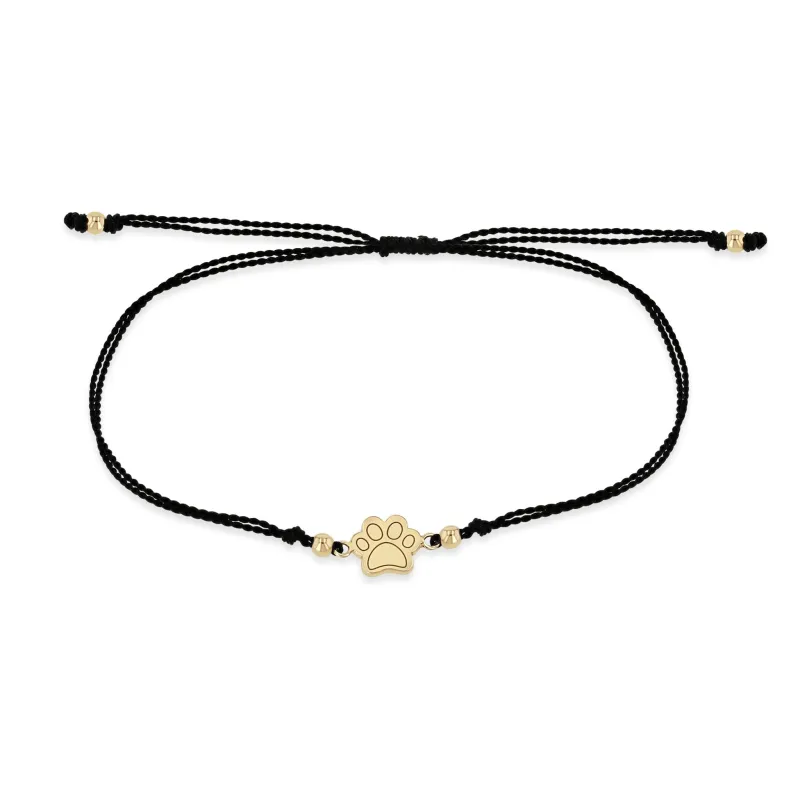 14k Midi Bitty Dog Paw Cord Bracelet sold by Zoe Chicco