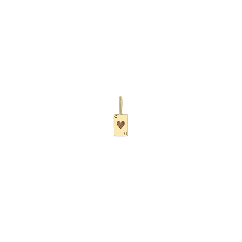 14k Single Midi Bitty Queen of Hearts Card Charm sold by Zoe Chicco