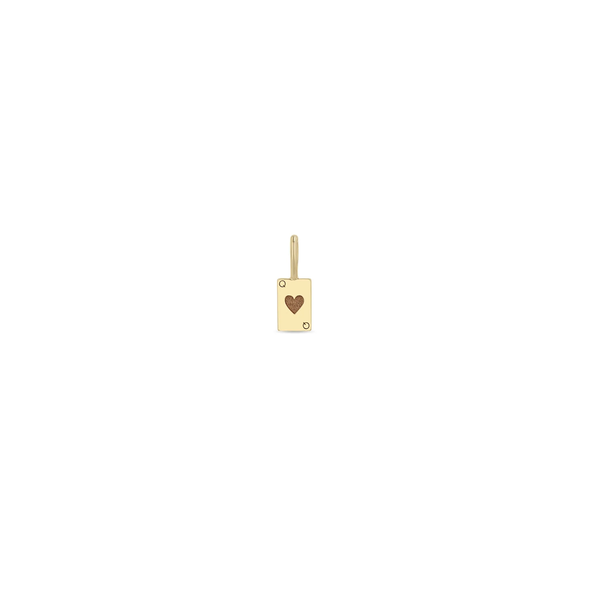 14k Single Midi Bitty Queen of Hearts Card Charm sold by Zoe Chicco