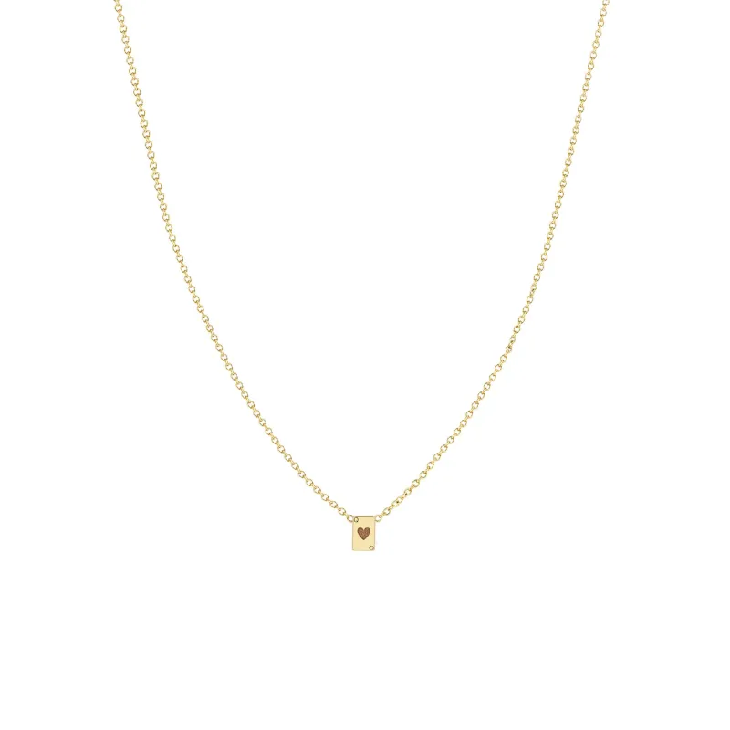 14k Itty Bitty Queen of Hearts Card Necklace sold by Zoe Chicco