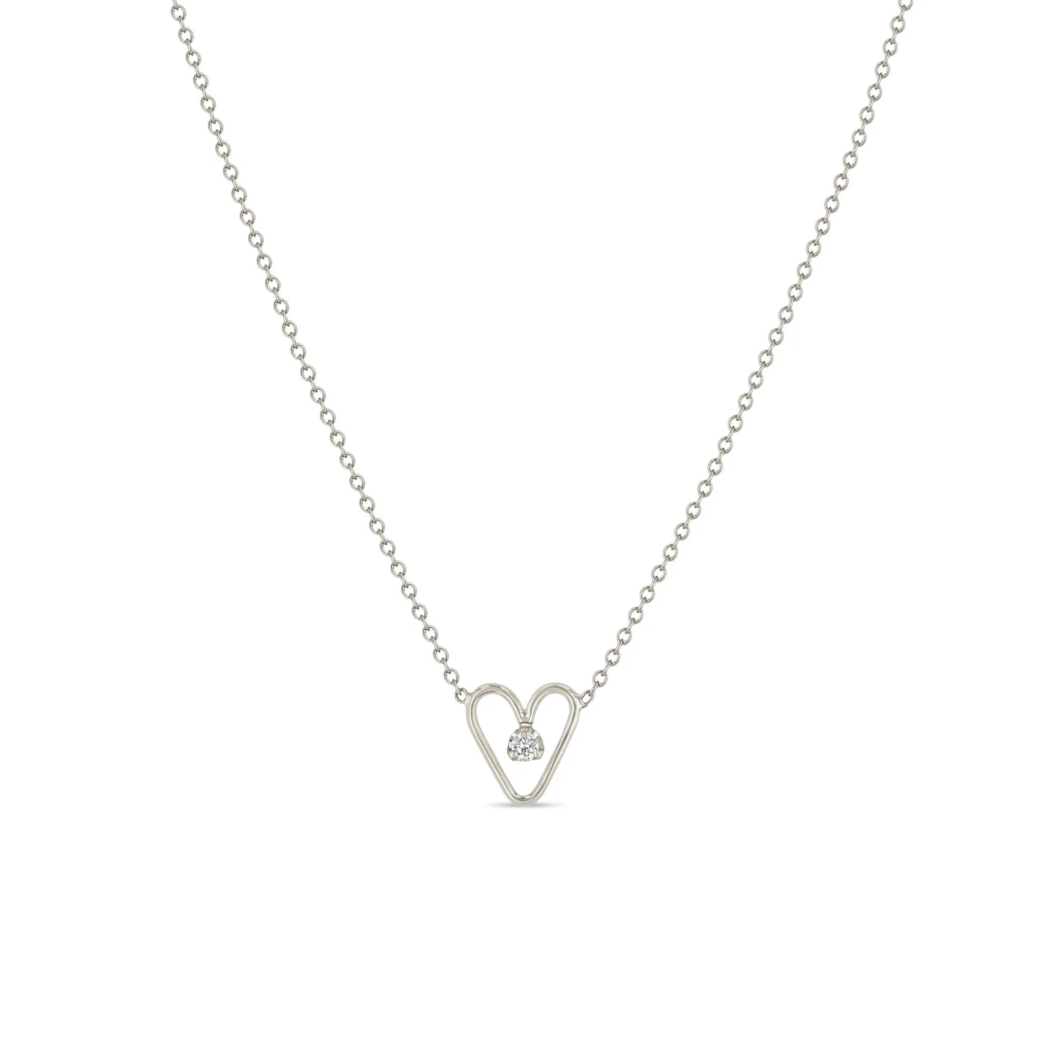 14k Prong Diamond Tiny Open Heart Necklace sold by Zoe Chicco product image thumbnail 3