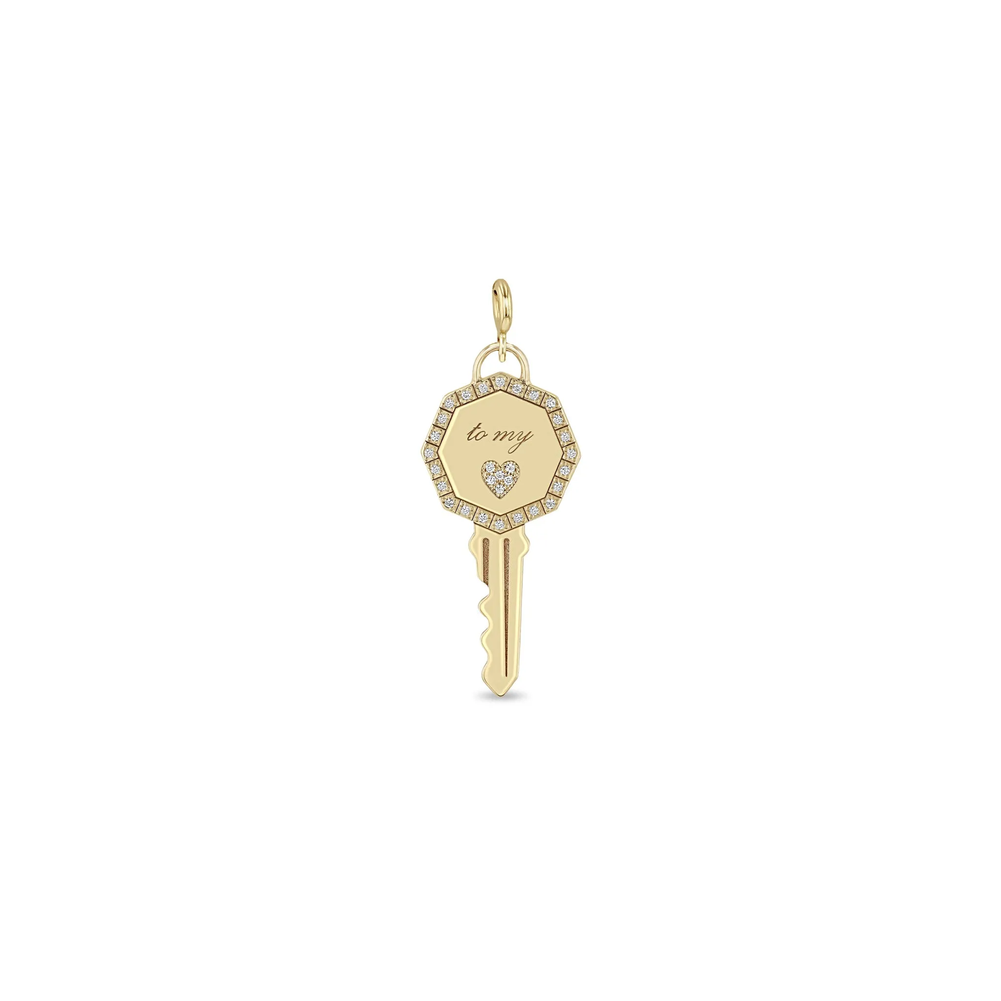 14k Single Pavé Diamond Key to my Heart Charm Pendant sold by Zoe Chicco product image thumbnail 3