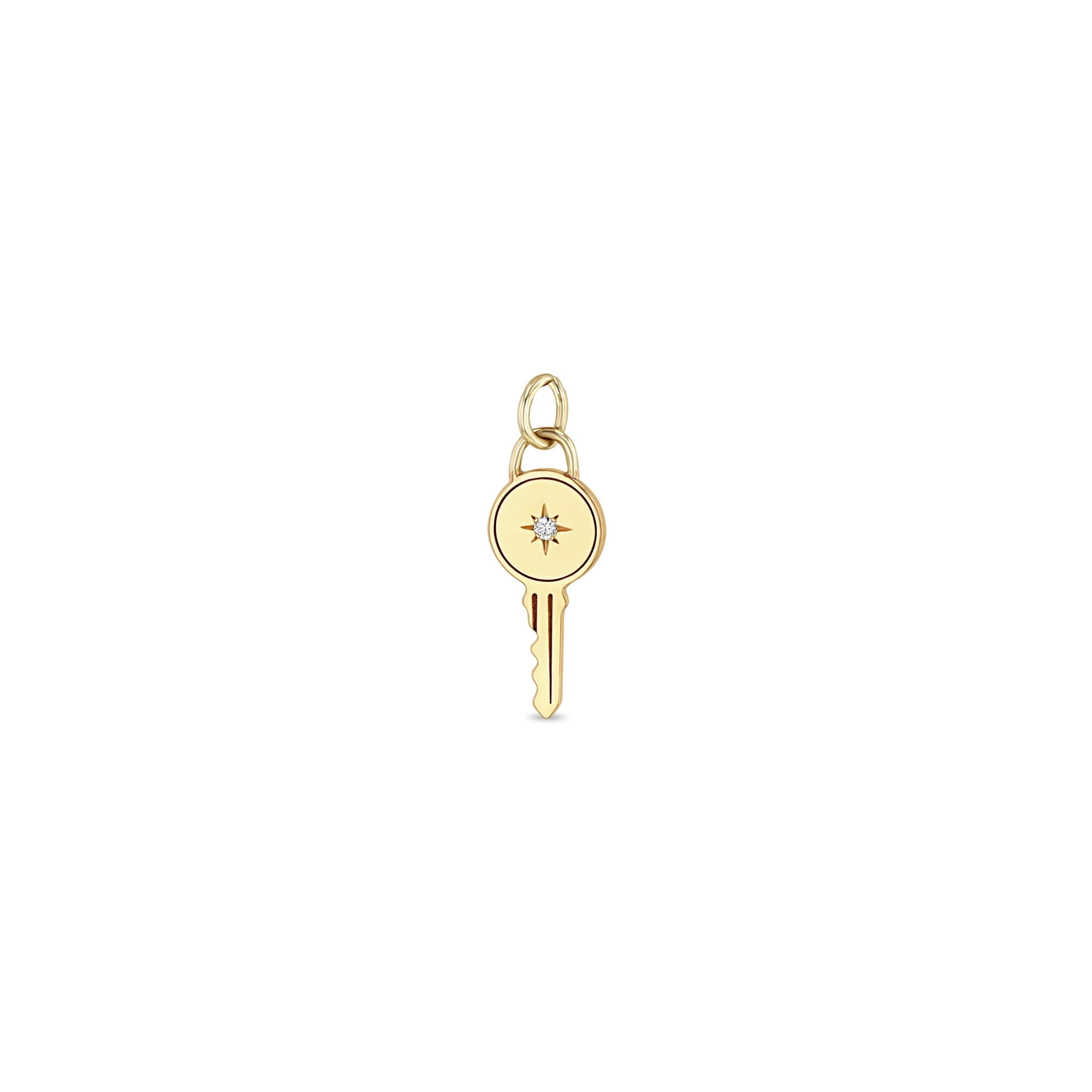 14k Single Star Set Diamond Key Charm Pendant sold by Zoe Chicco