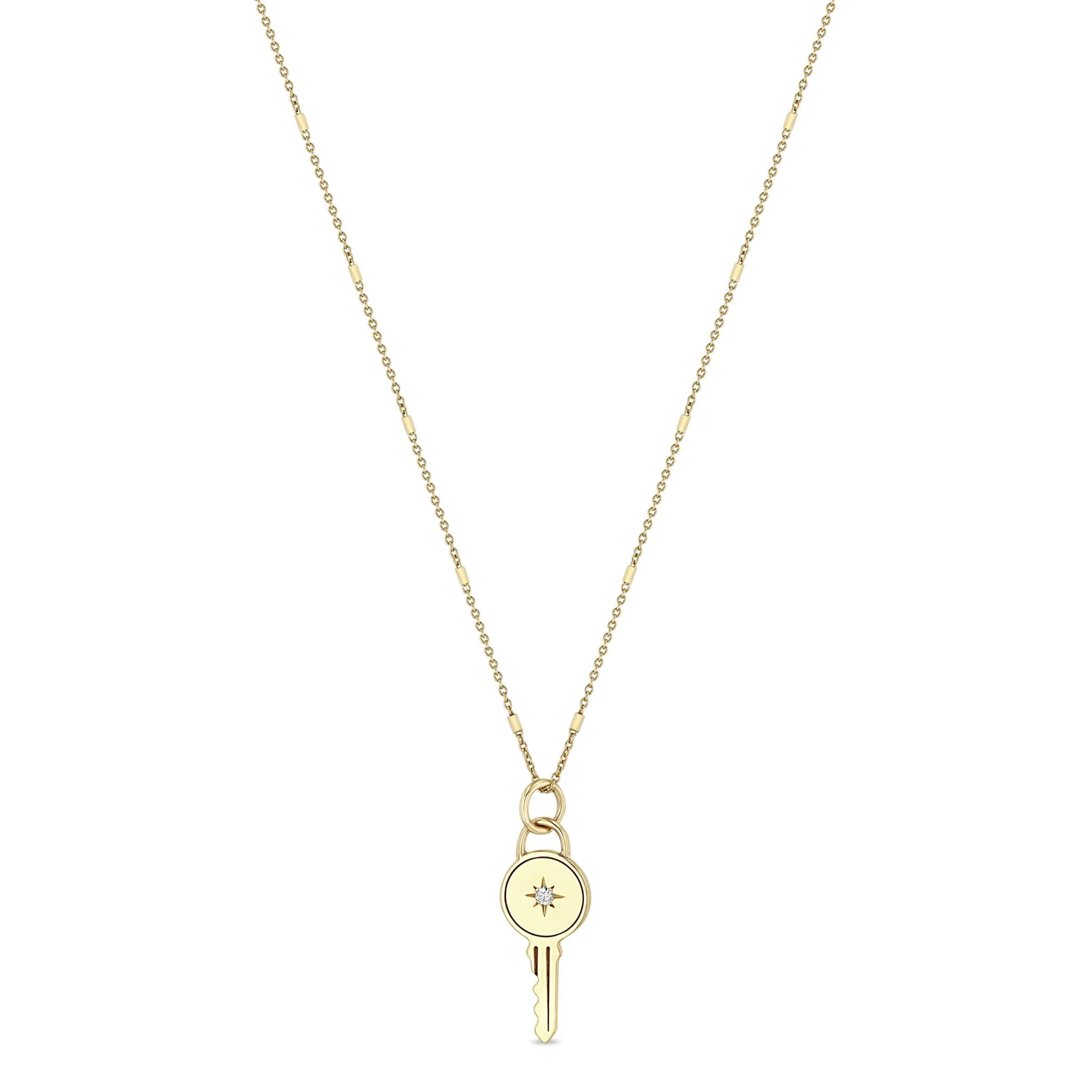14k Star Set Diamond Key Pendant Necklace sold by Zoe Chicco