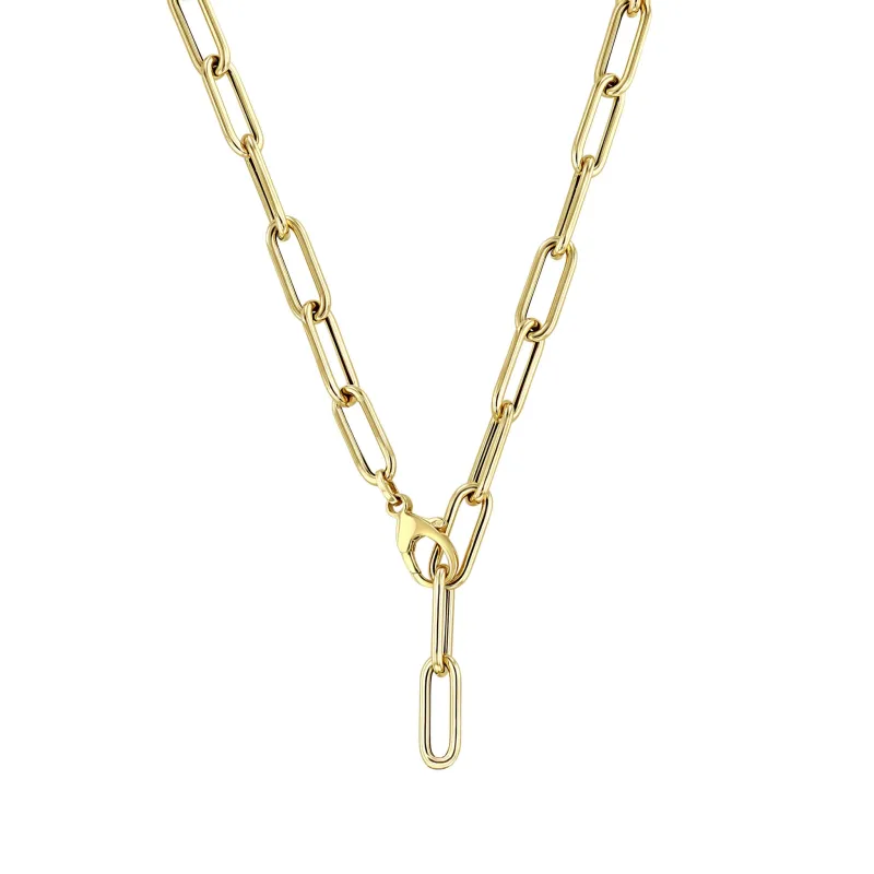 14k Gold Large Paperclip Chain Lariat Necklace sold by Zoe Chicco