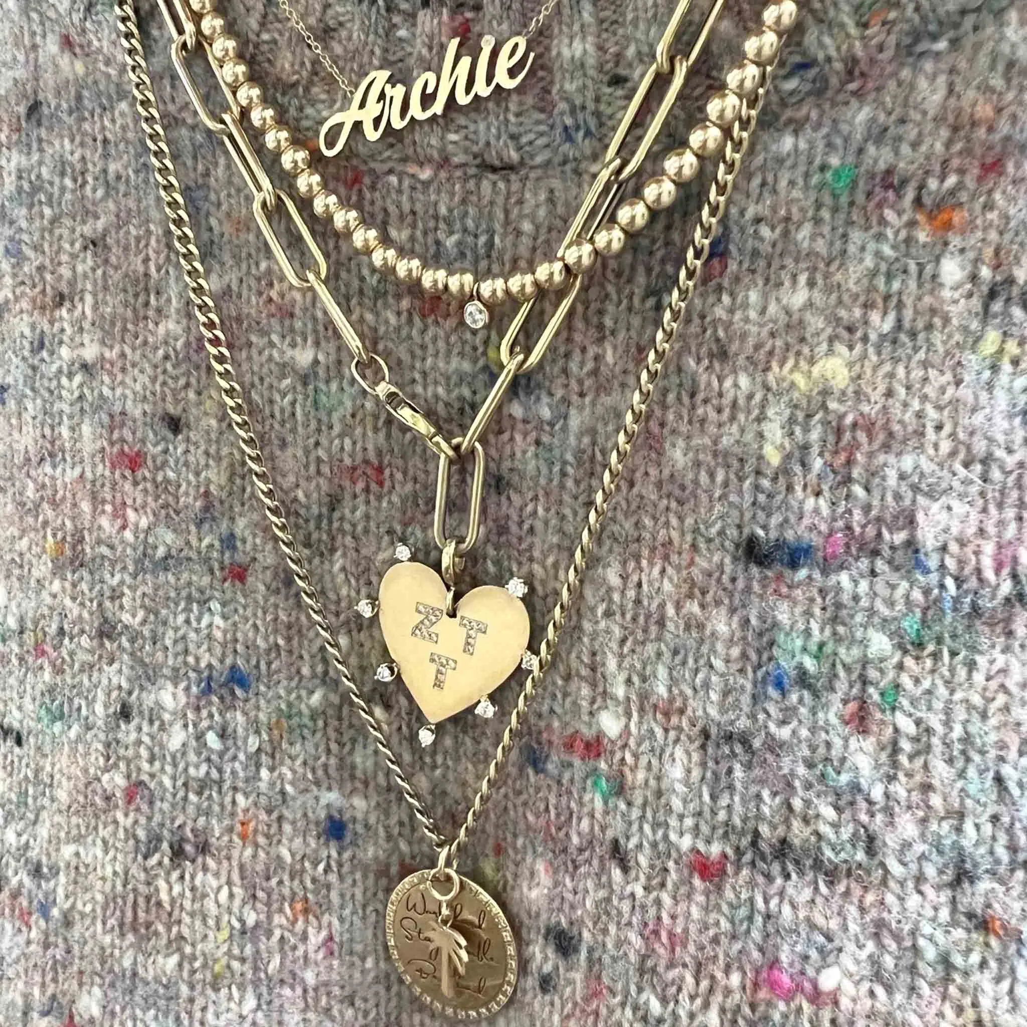 14k Gold Large Paperclip Chain Lariat Necklace sold by Zoe Chicco product image thumbnail 4