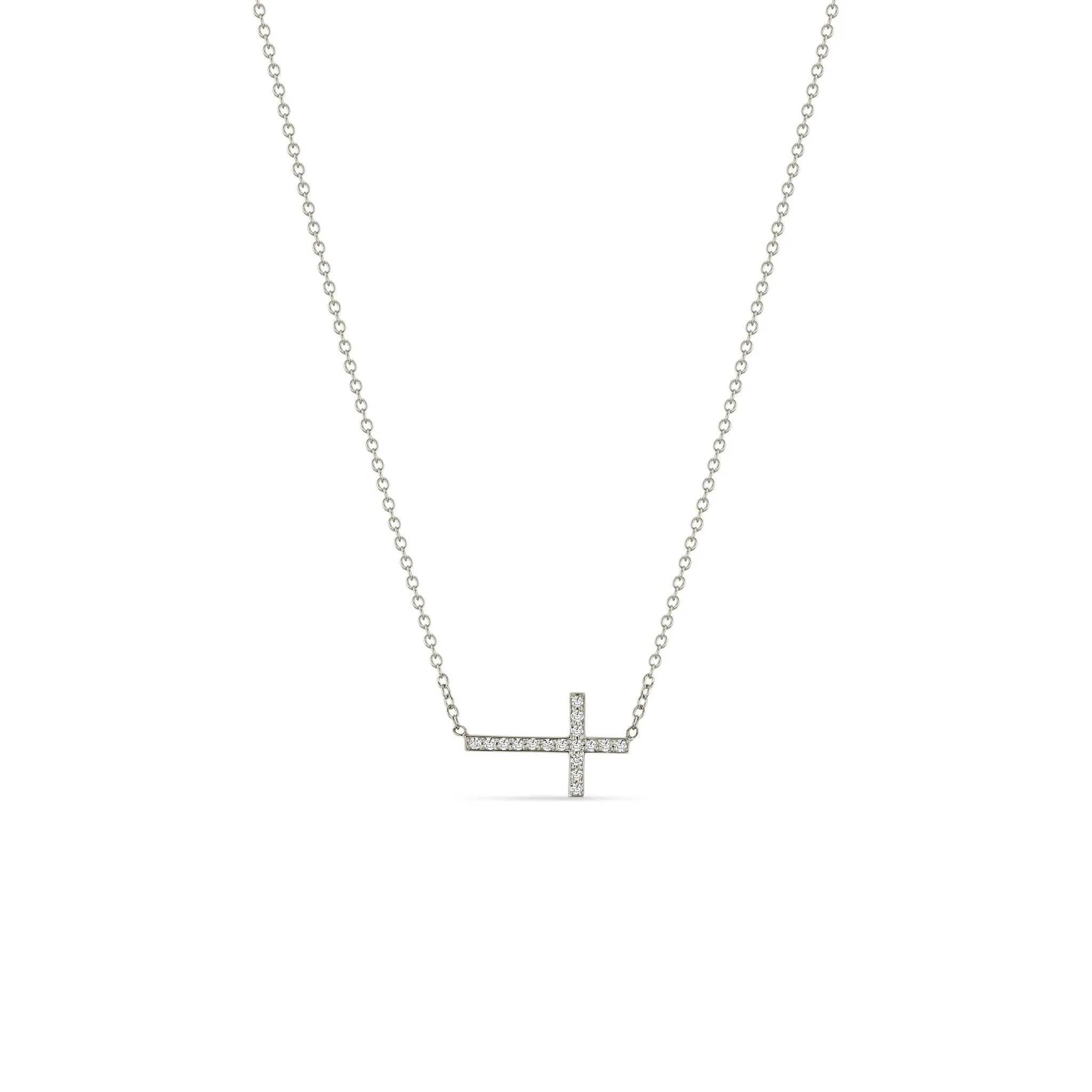 14k Small Horizontal Pavé Diamond Cross Necklace sold by Zoe Chicco product image thumbnail 3