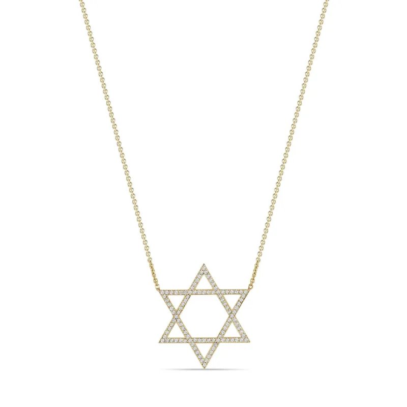 14k Large Pavé Diamond Star of David Necklace sold by Zoe Chicco