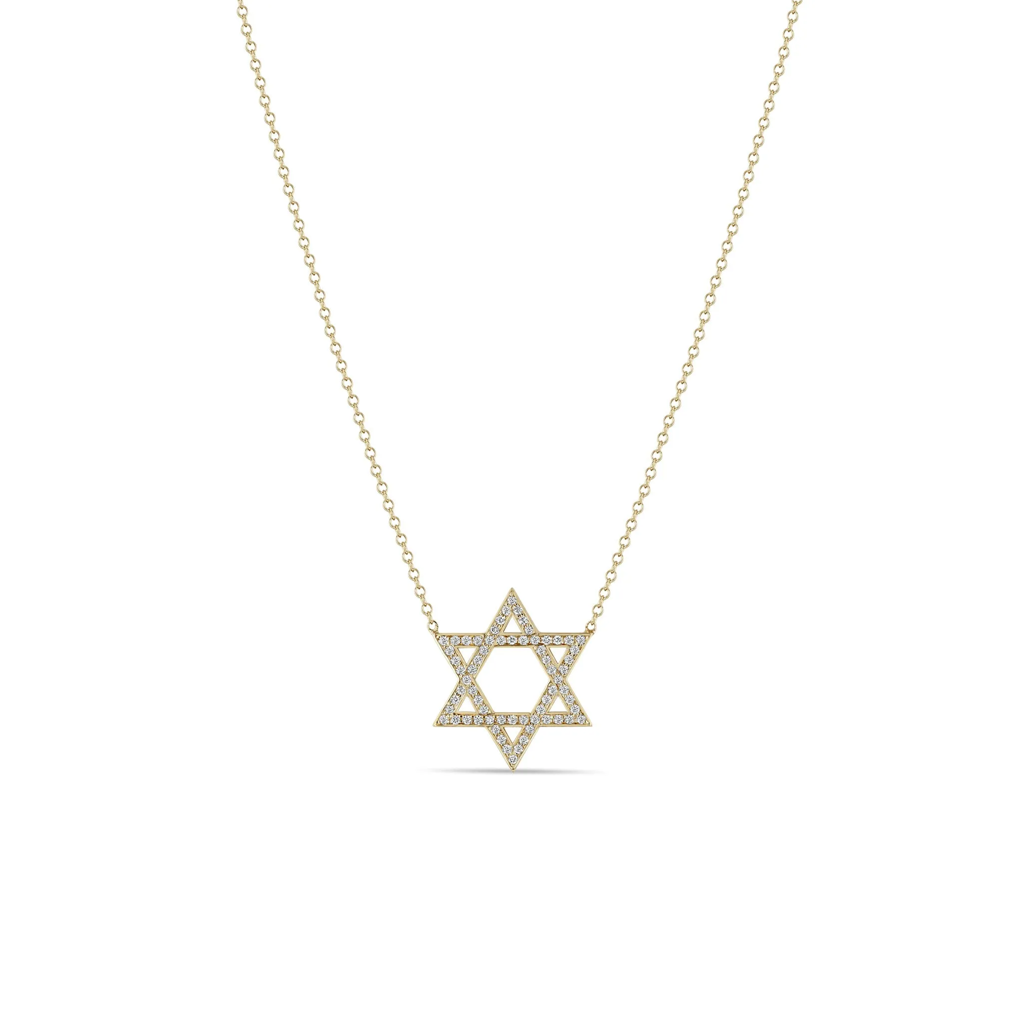 14k Medium Pavé Diamond Star of David Necklace sold by Zoe Chicco