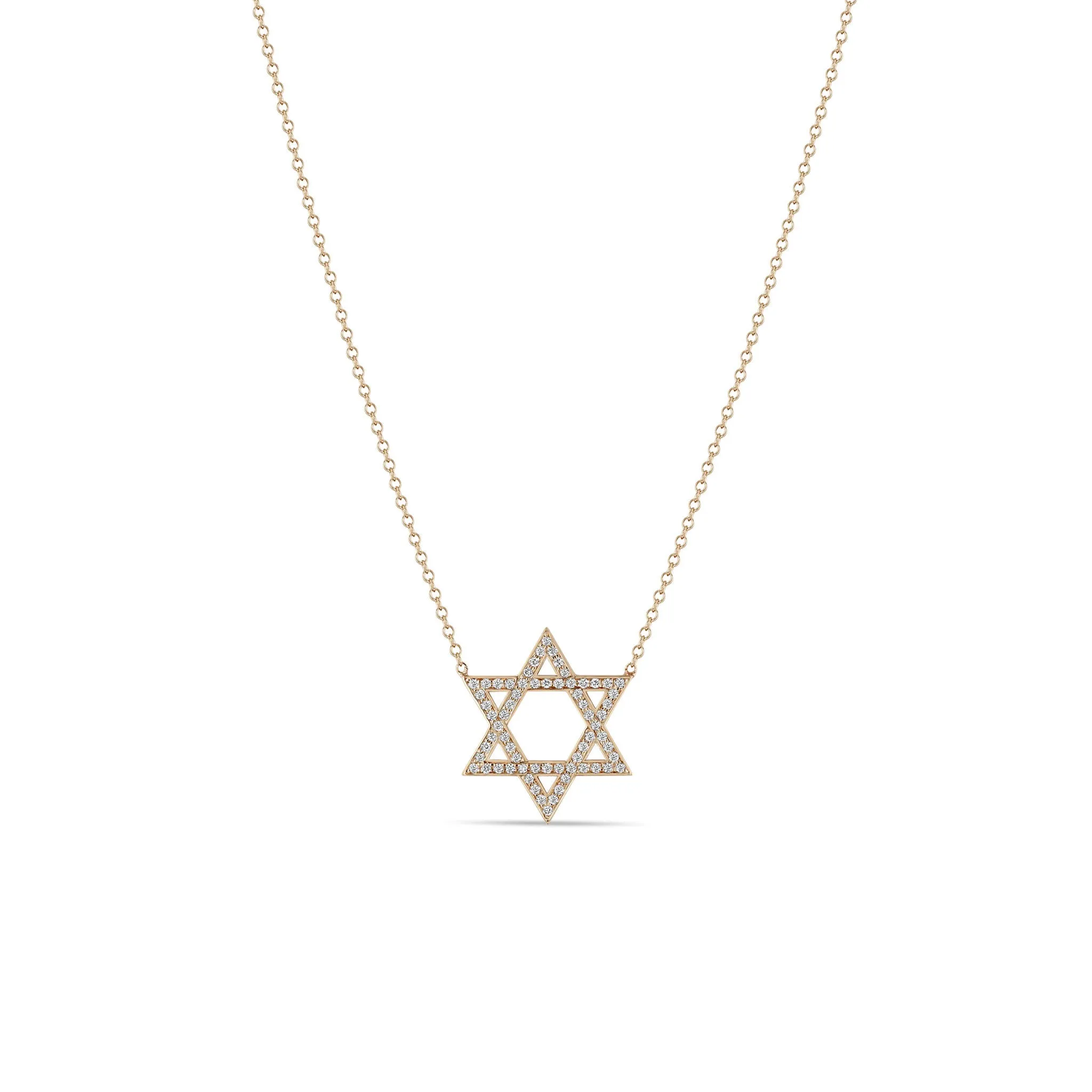 14k Medium Pavé Diamond Star of David Necklace sold by Zoe Chicco product image thumbnail 2
