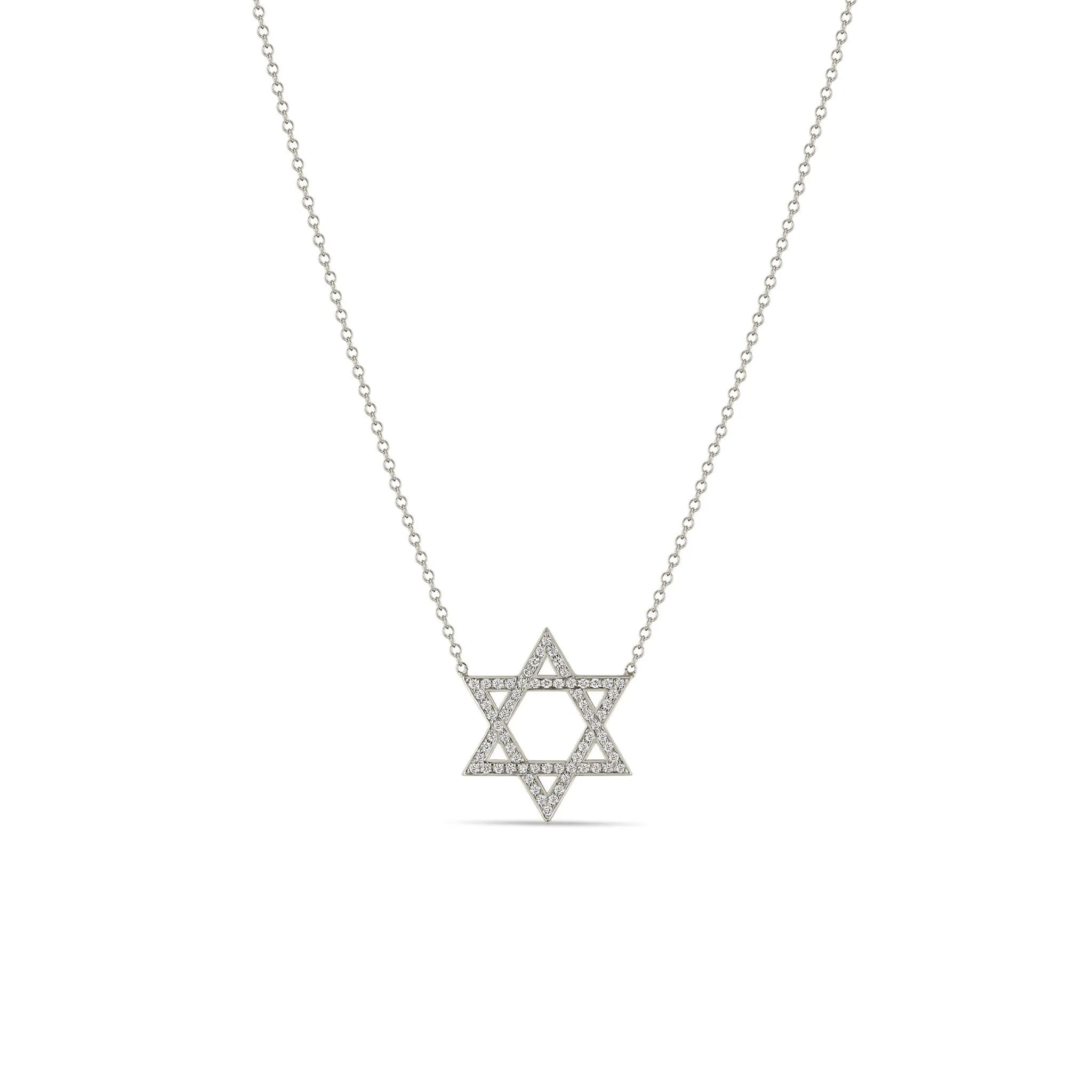 14k Medium Pavé Diamond Star of David Necklace sold by Zoe Chicco product image thumbnail 3