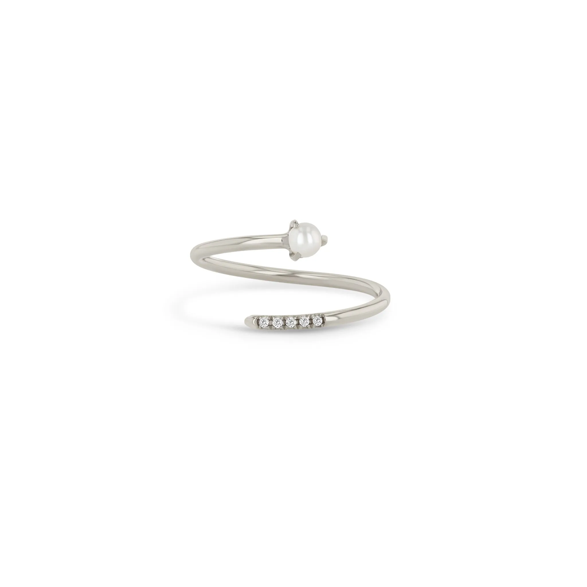 14k Pearl & Pavé Diamond Bypass Ring sold by Zoe Chicco product image thumbnail 4