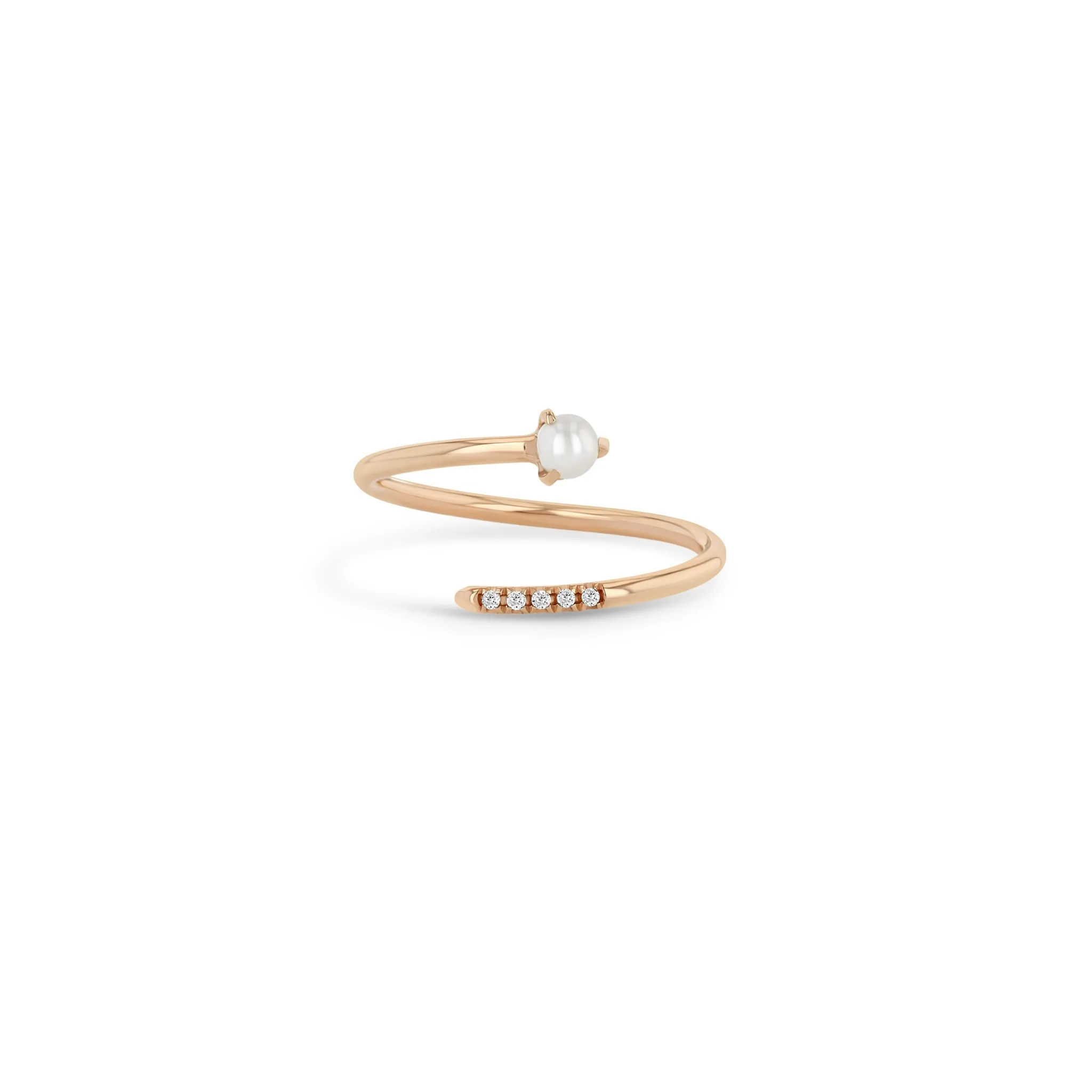 14k Pearl & Pavé Diamond Bypass Ring sold by Zoe Chicco product image thumbnail 3