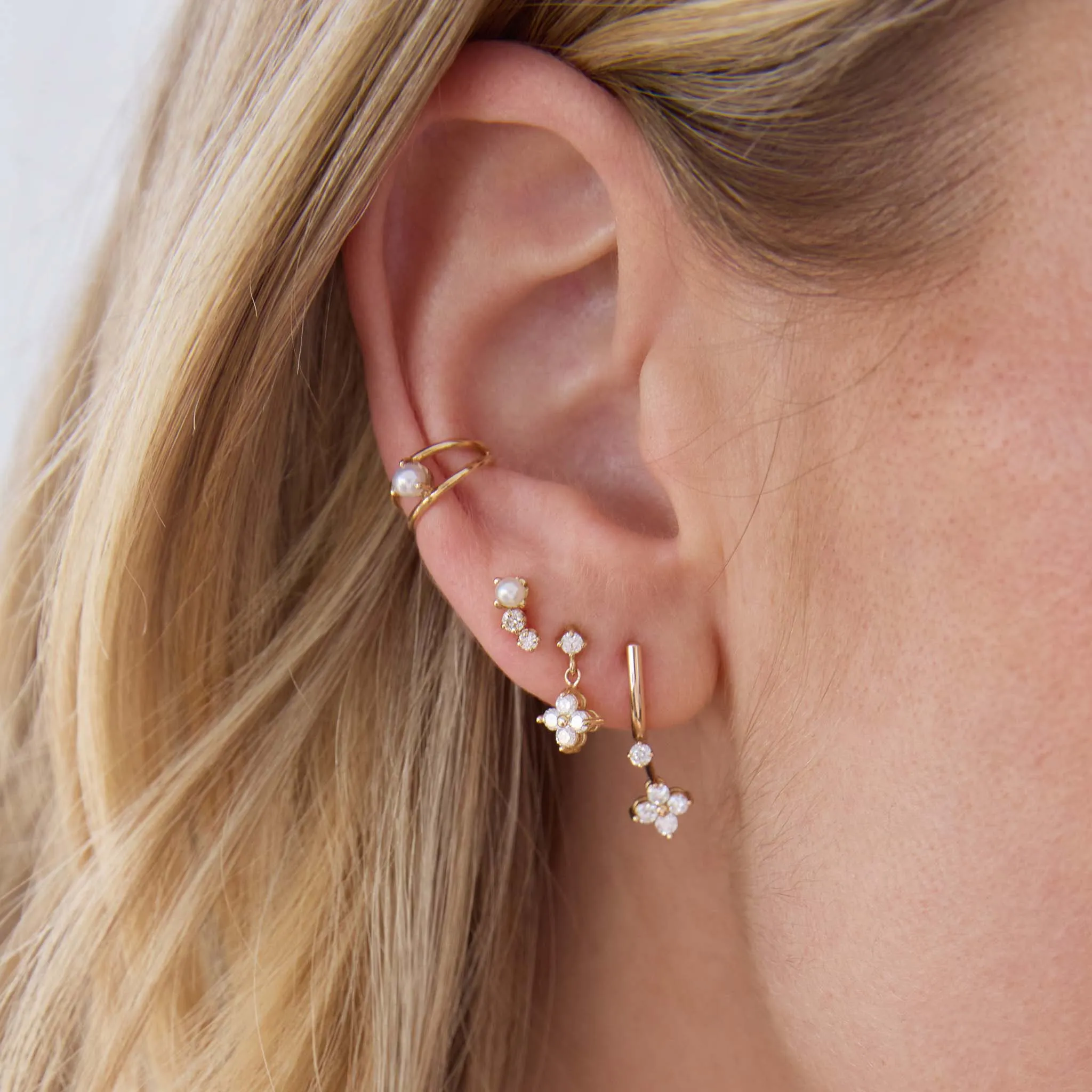 14k Nested Pearl Double Wire Ear Cuff sold by Zoe Chicco product image thumbnail 3