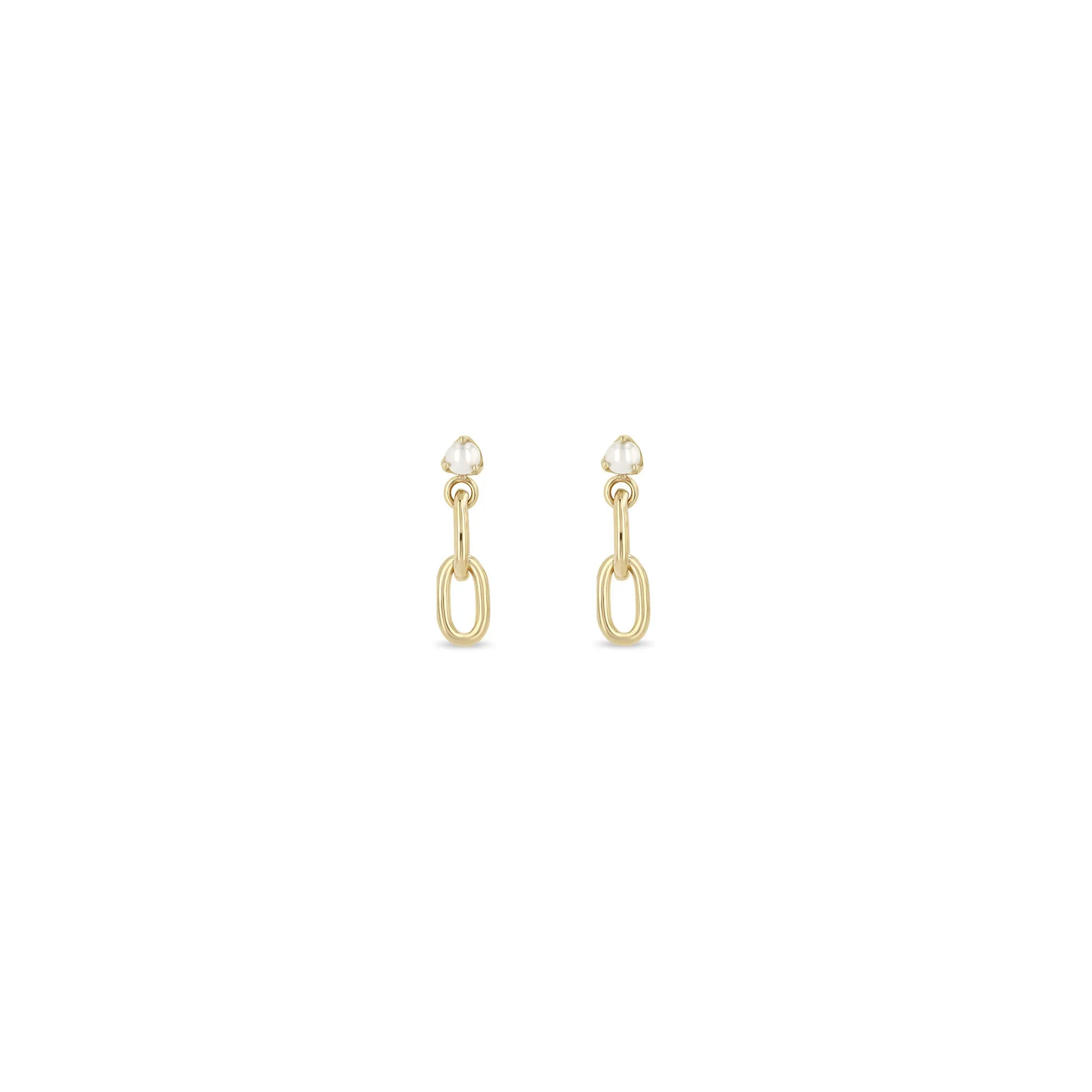 14k Pearl & Large Square Oval 2 Link Drop Earrings sold by Zoe Chicco