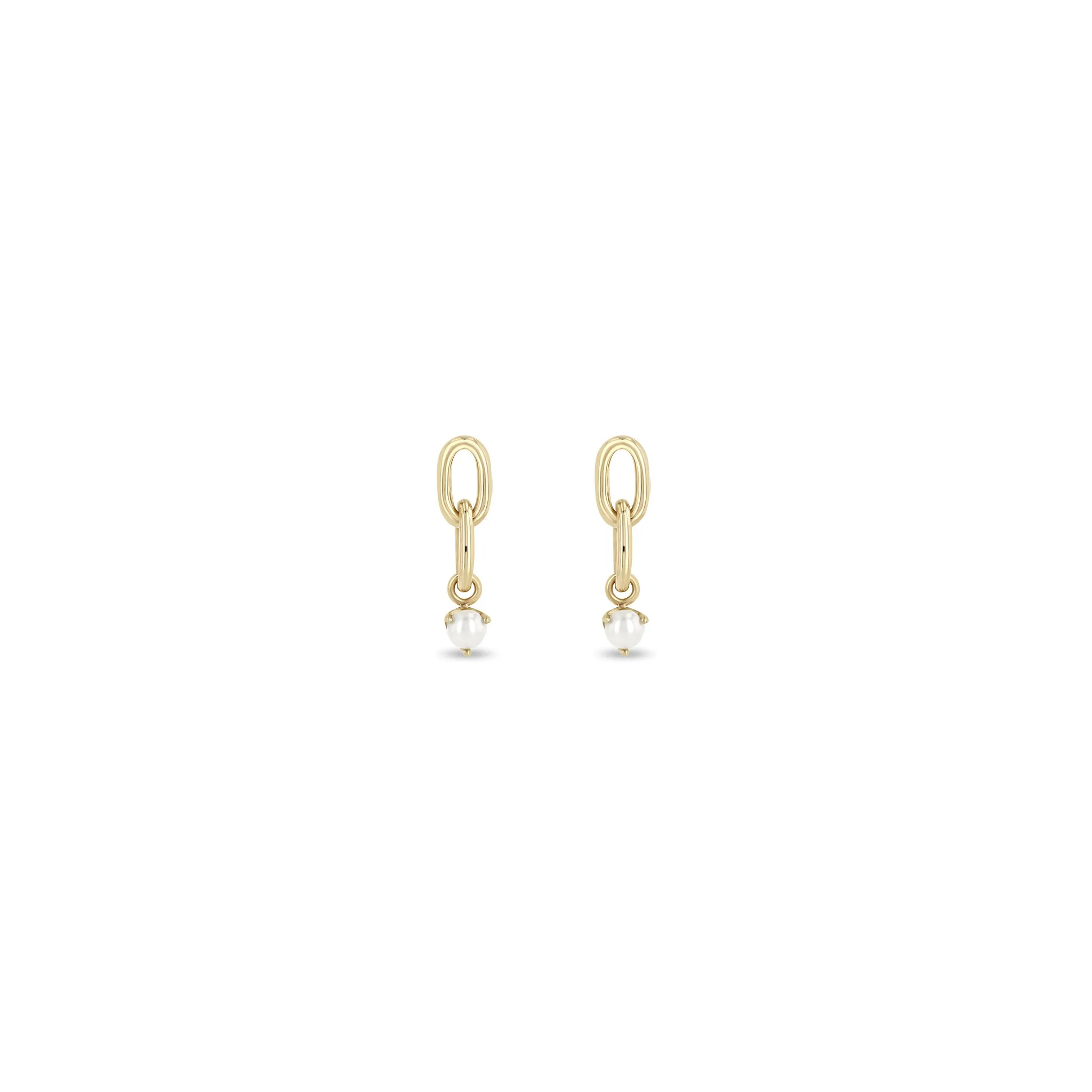 14k Pearl & Large Square Oval 2 Link Drop Earrings sold by Zoe Chicco product image thumbnail 3