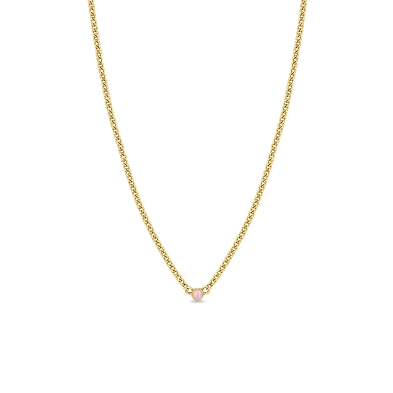 14k Opal Bezel XS Curb Chain Necklace sold by Zoe Chicco