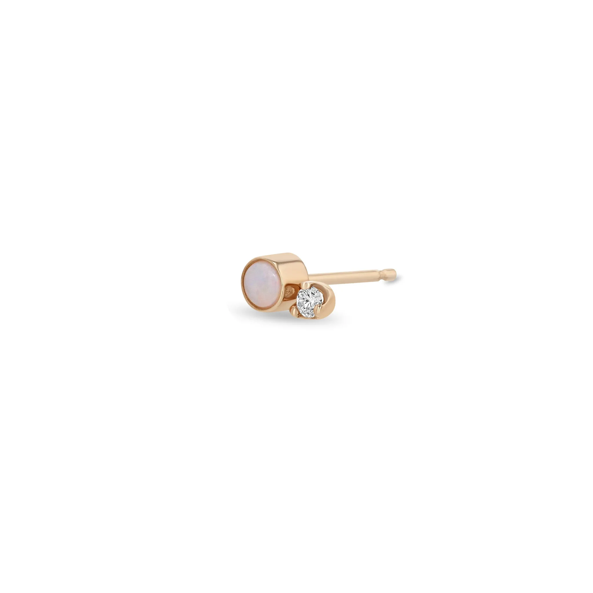 14k Mixed Opal Bezel & Diamond Studs sold by Zoe Chicco product image thumbnail 4
