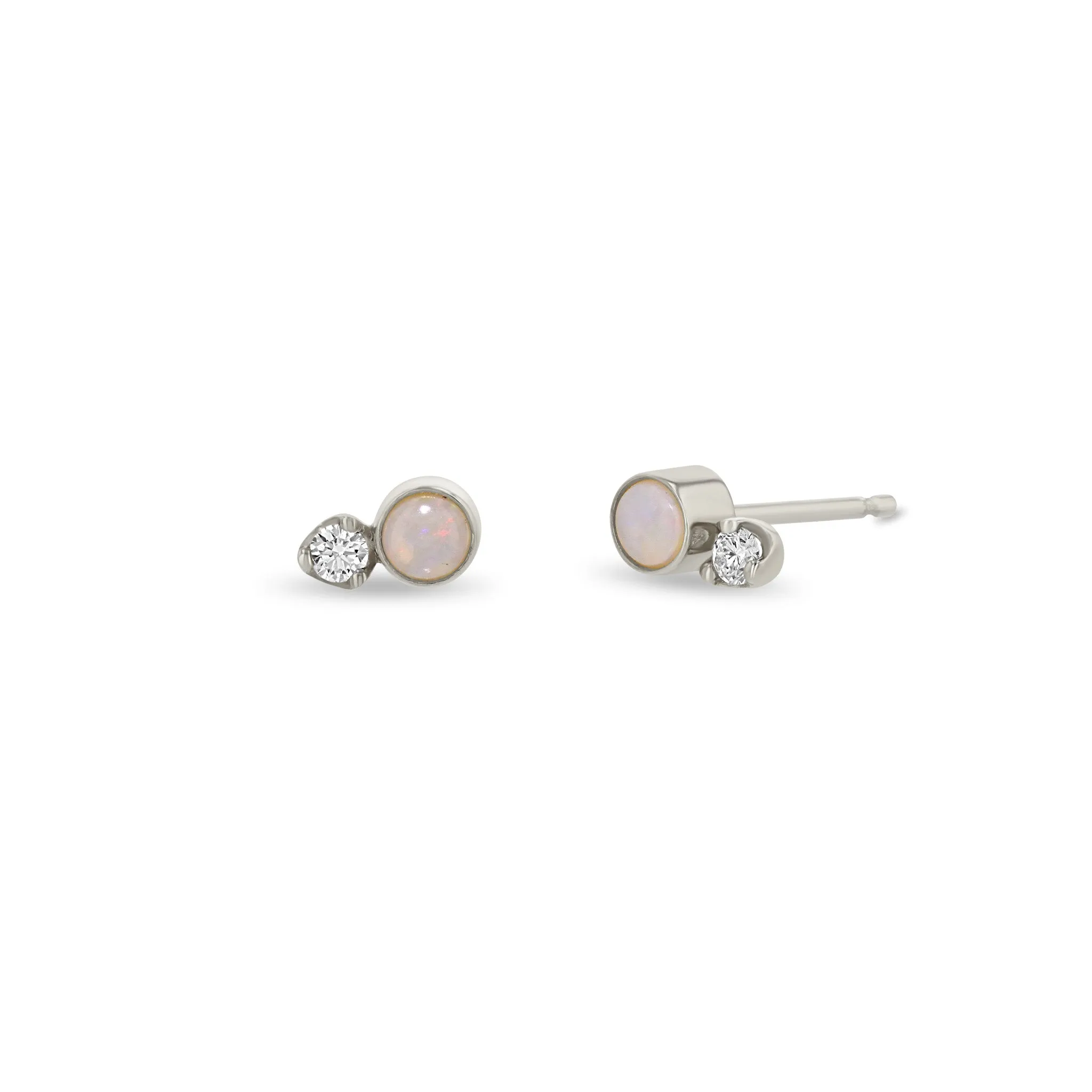 14k Mixed Opal Bezel & Diamond Studs sold by Zoe Chicco product image thumbnail 5