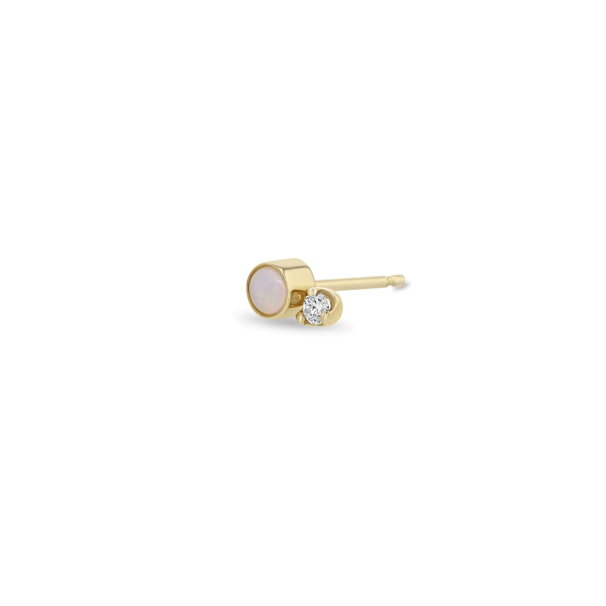 14k Mixed Opal Bezel & Diamond Studs sold by Zoe Chicco product image thumbnail 2