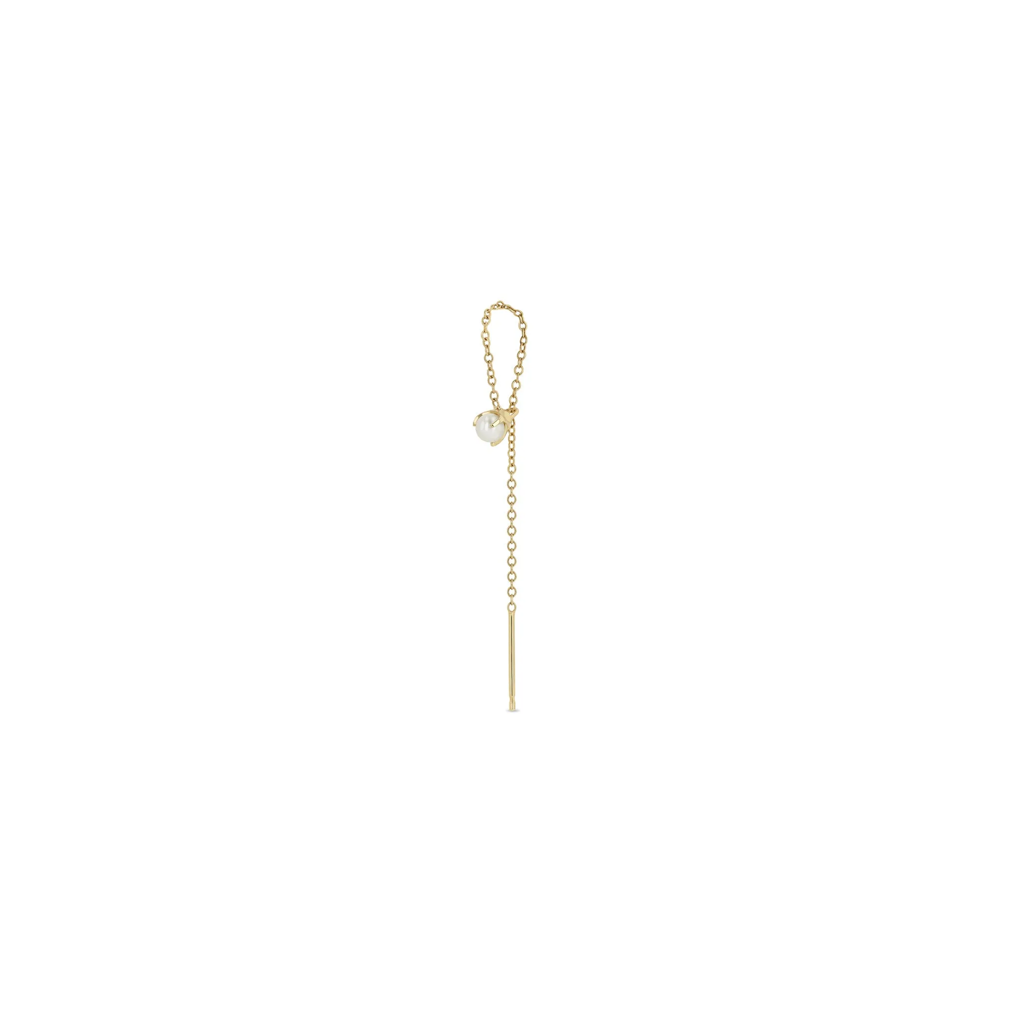 14k Pearl Loop Threader Earrings sold by Zoe Chicco product image thumbnail 5