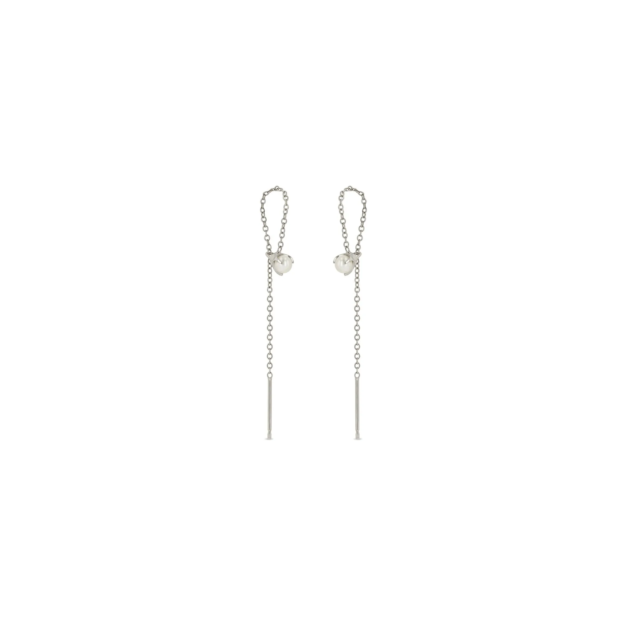 14k Pearl Loop Threader Earrings sold by Zoe Chicco product image thumbnail 4