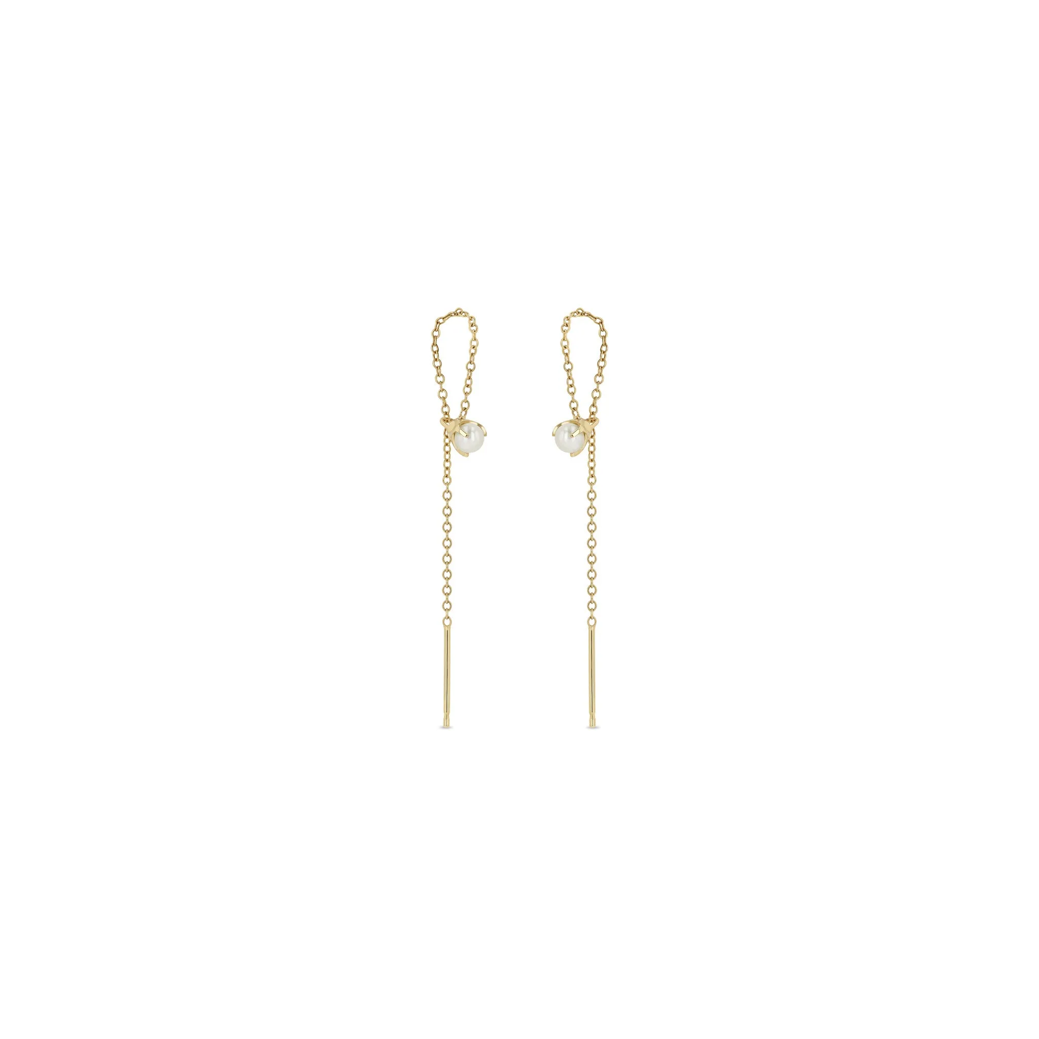 14k Pearl Loop Threader Earrings sold by Zoe Chicco