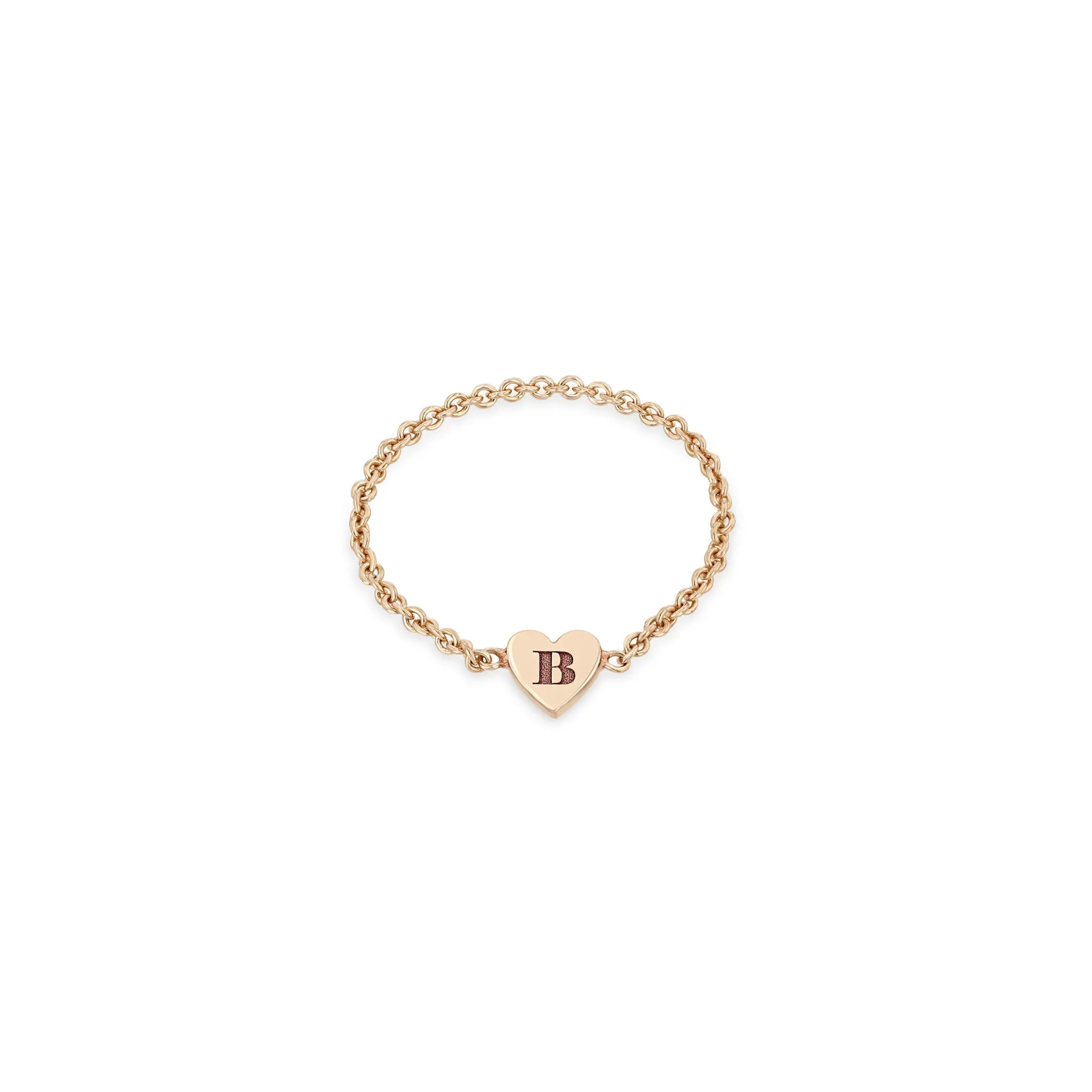 14k Initial Heart Chain Ring sold by Zoe Chicco product image thumbnail 2