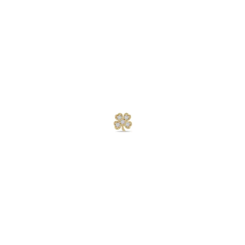 14k Itty Bitty Diamond Clover Stud sold by Zoe Chicco
