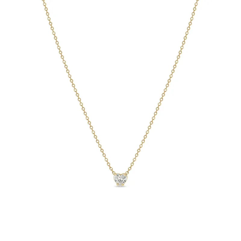 14k Prong Heart Shaped Diamond Necklace sold by Zoe Chicco
