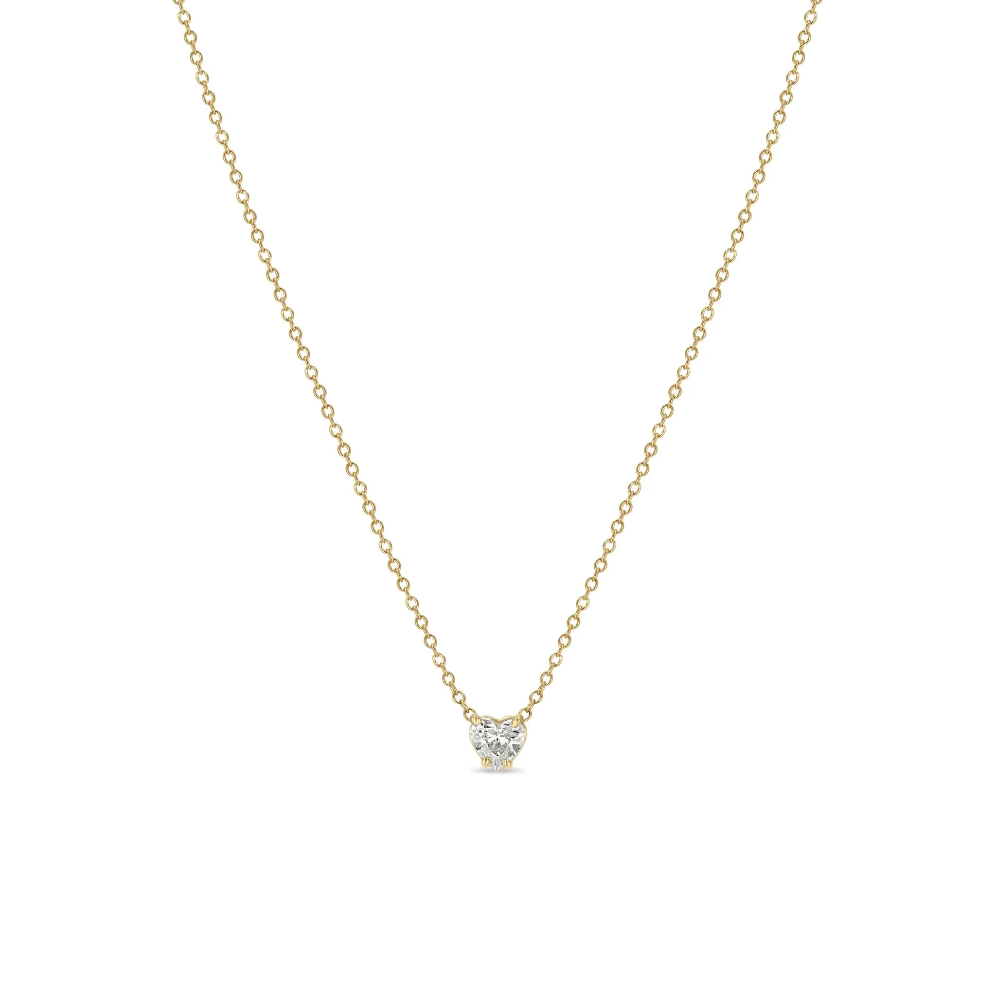 14k Prong Heart Shaped Diamond Necklace sold by Zoe Chicco