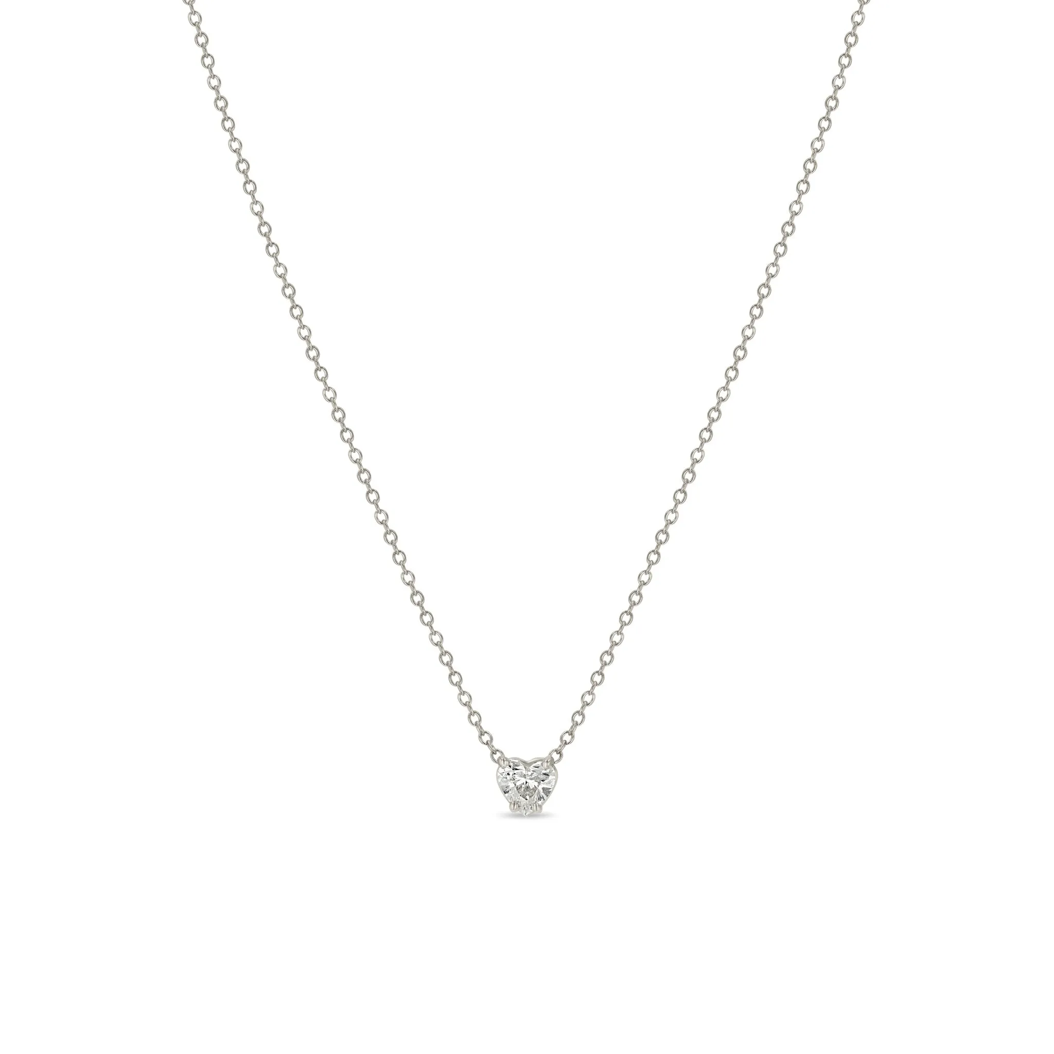 14k Prong Heart Shaped Diamond Necklace sold by Zoe Chicco product image thumbnail 5