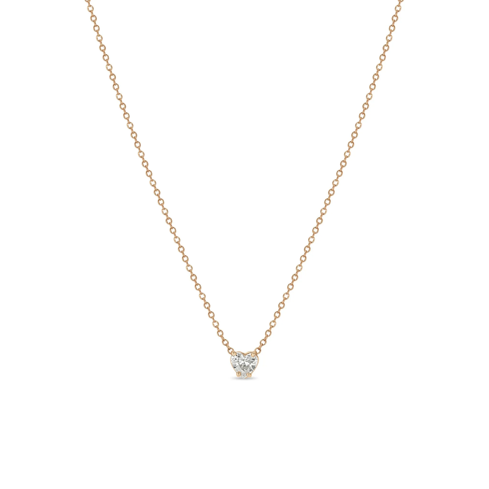 14k Prong Heart Shaped Diamond Necklace sold by Zoe Chicco product image thumbnail 4